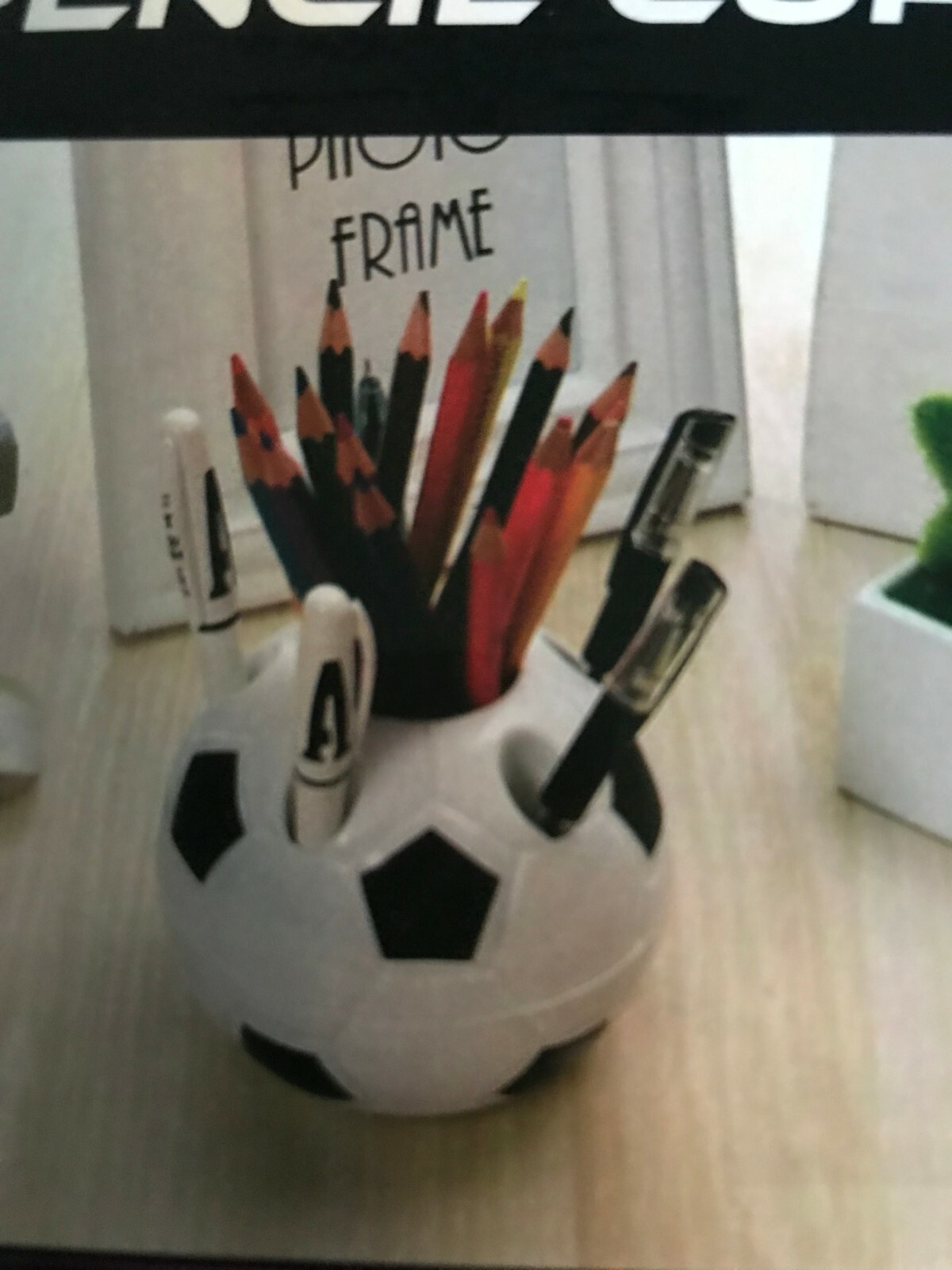 Best Brands Black &White Lightweight Easy To Clean Soccer Ball Pencil Cup Holder