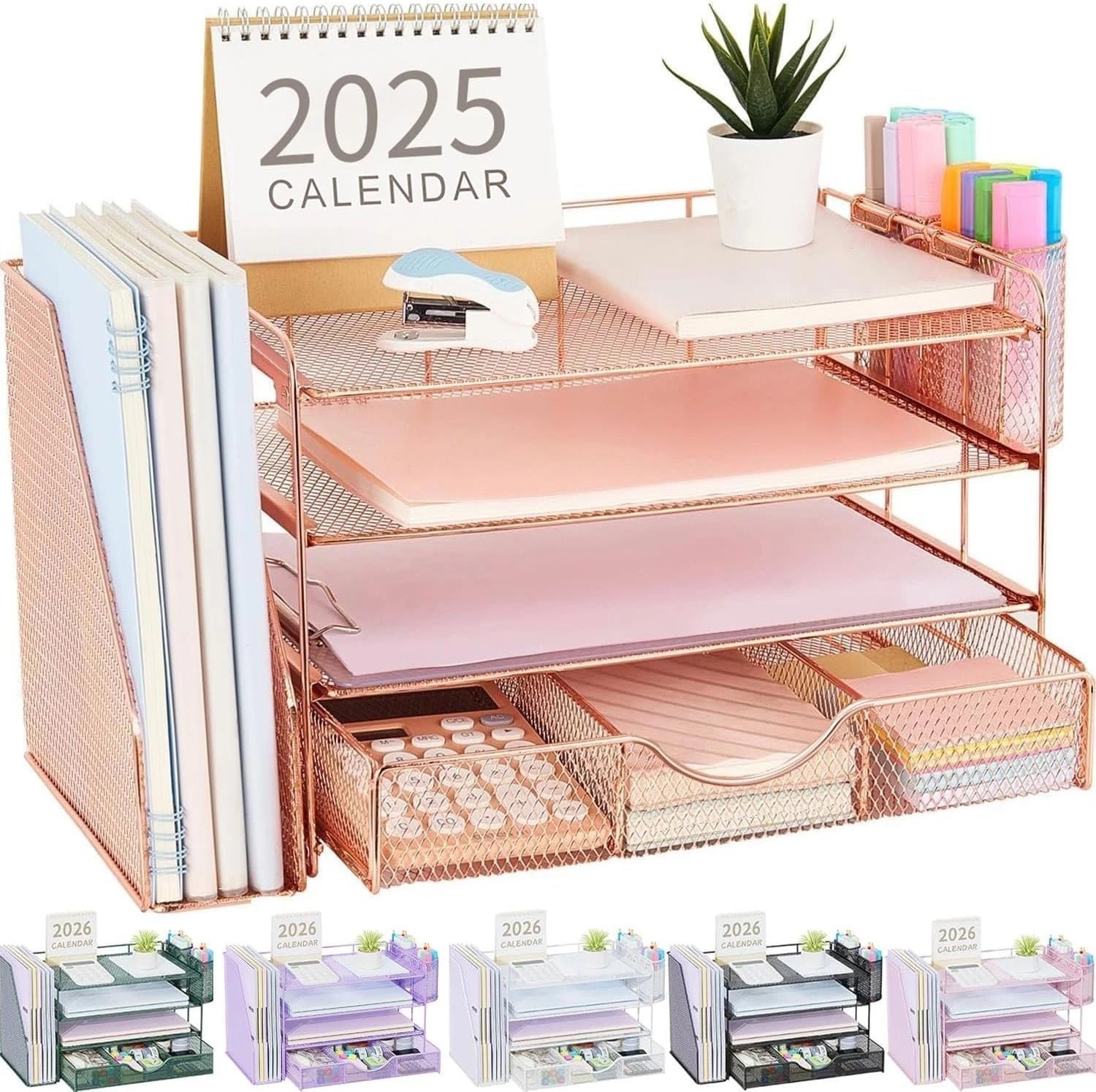Rust-Resistant Rose Gold File Holder & Office Organizer for Creative Spaces