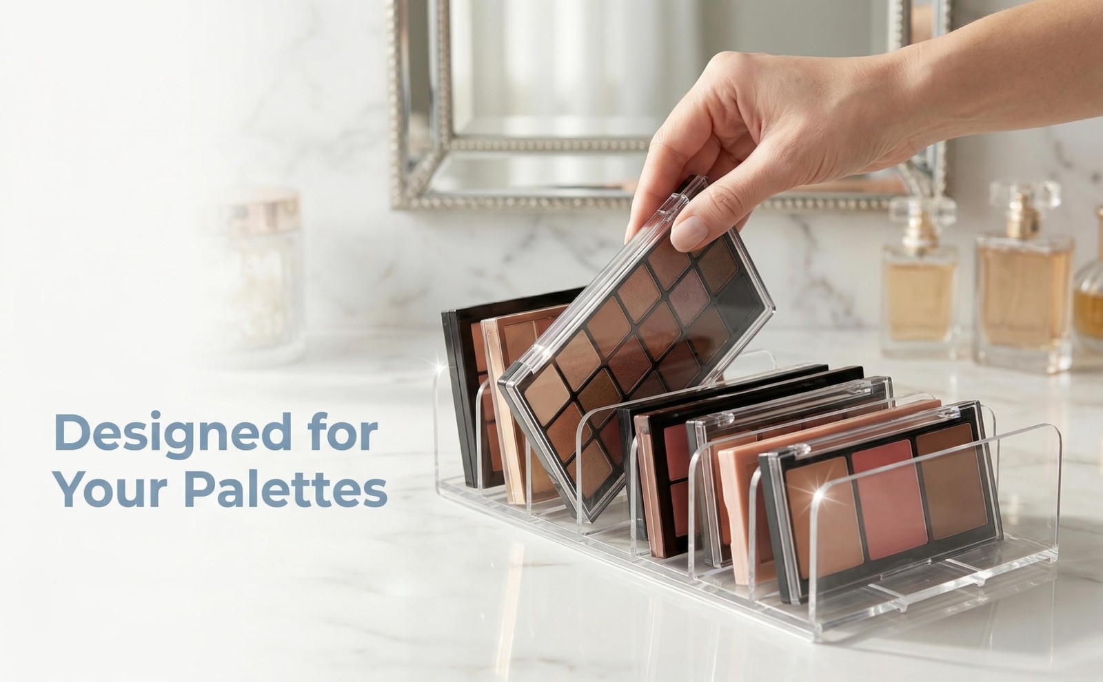 Makeup Palette Organizer, 2 Pack Clear Large 7-slot+Small 7-slot,