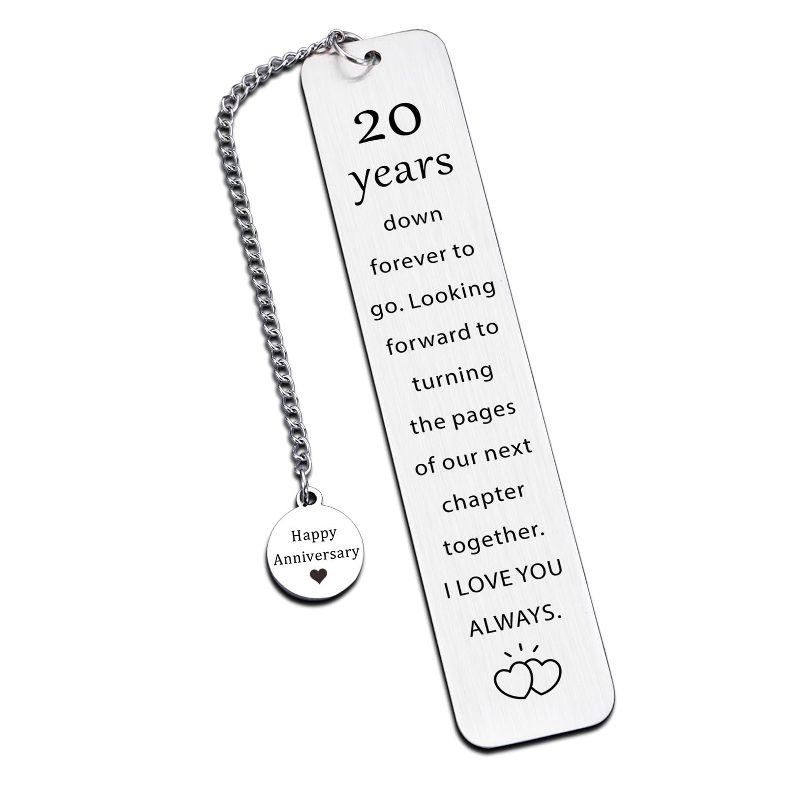 20th Wedding Anniversary Gift for Women Men 20 1.02 x 5.12 inches, Silver