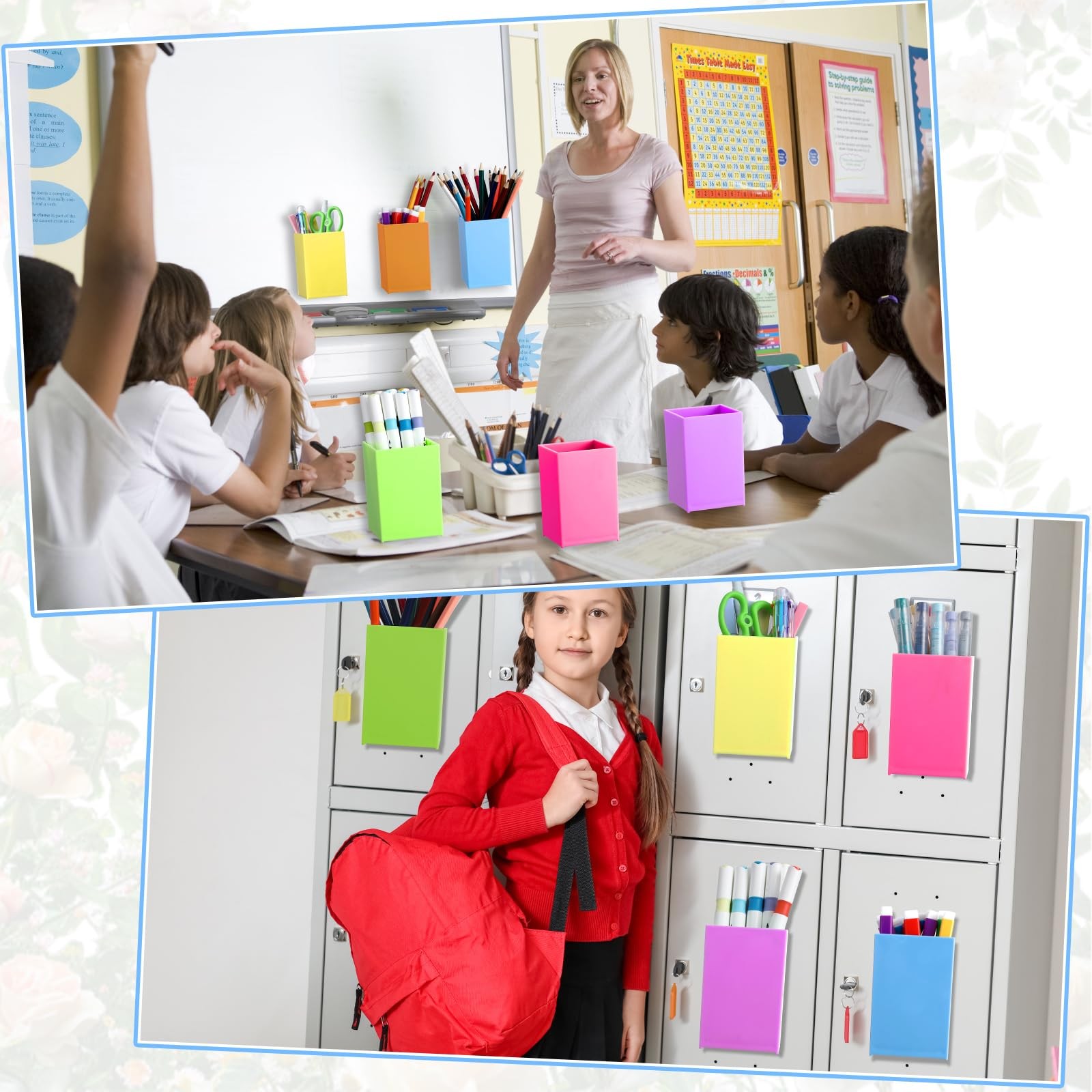 6 Pcs Classroom Magnetic Storage Boxes Containers Colorful