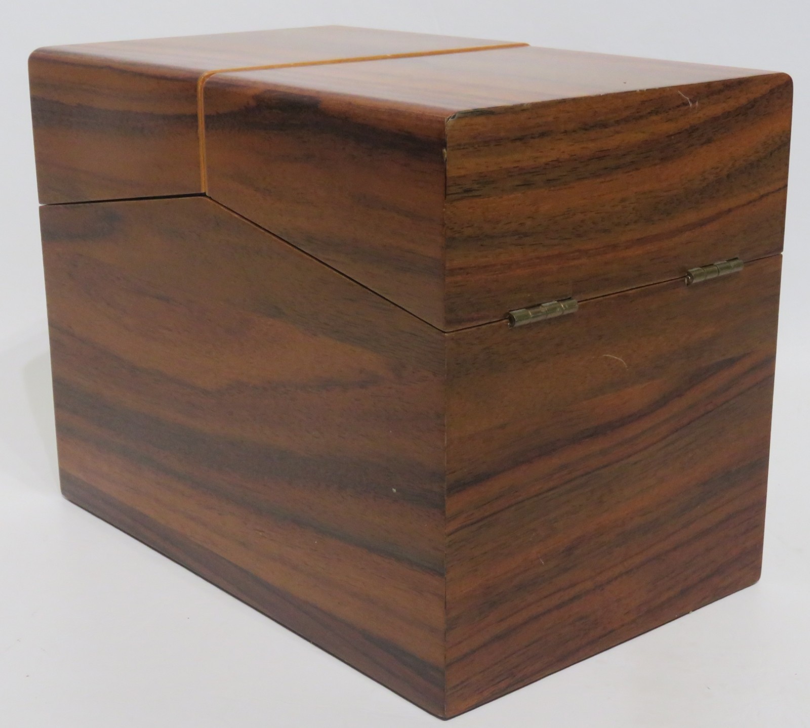 Mahogany Desk Letter Box/Desk Organizer W/Compartments & Hinged Top Froelich