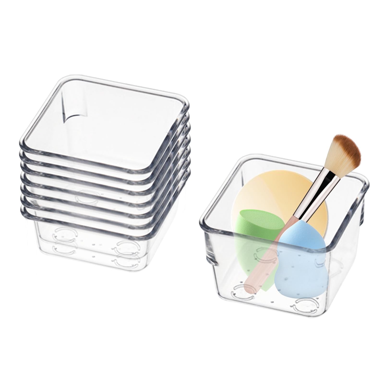 QoTang 8 PCS Stackable Clear Drawer Organizers 3″ x x 2″ Transparent
