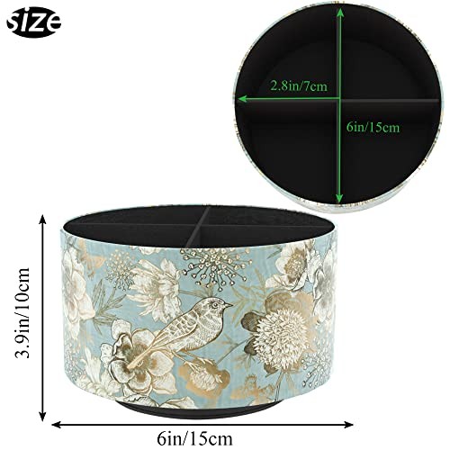 Round Leather Art Supply Organizer,Remote 360 Degree Rotation 1-Blue Bird