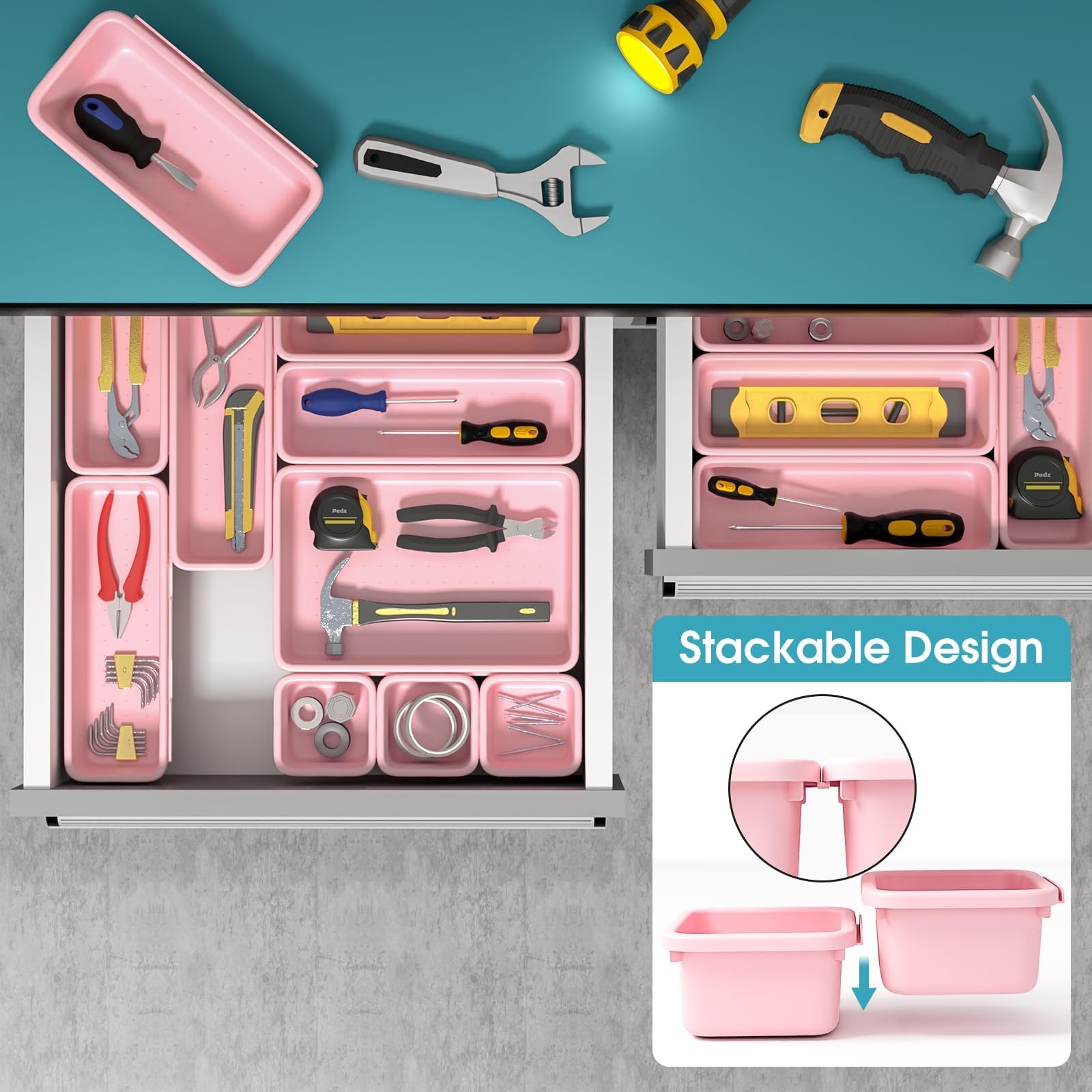25 PCS Drawer Organizer Set, 4 Size Makeup Drawer Divider Organizer With Non-…