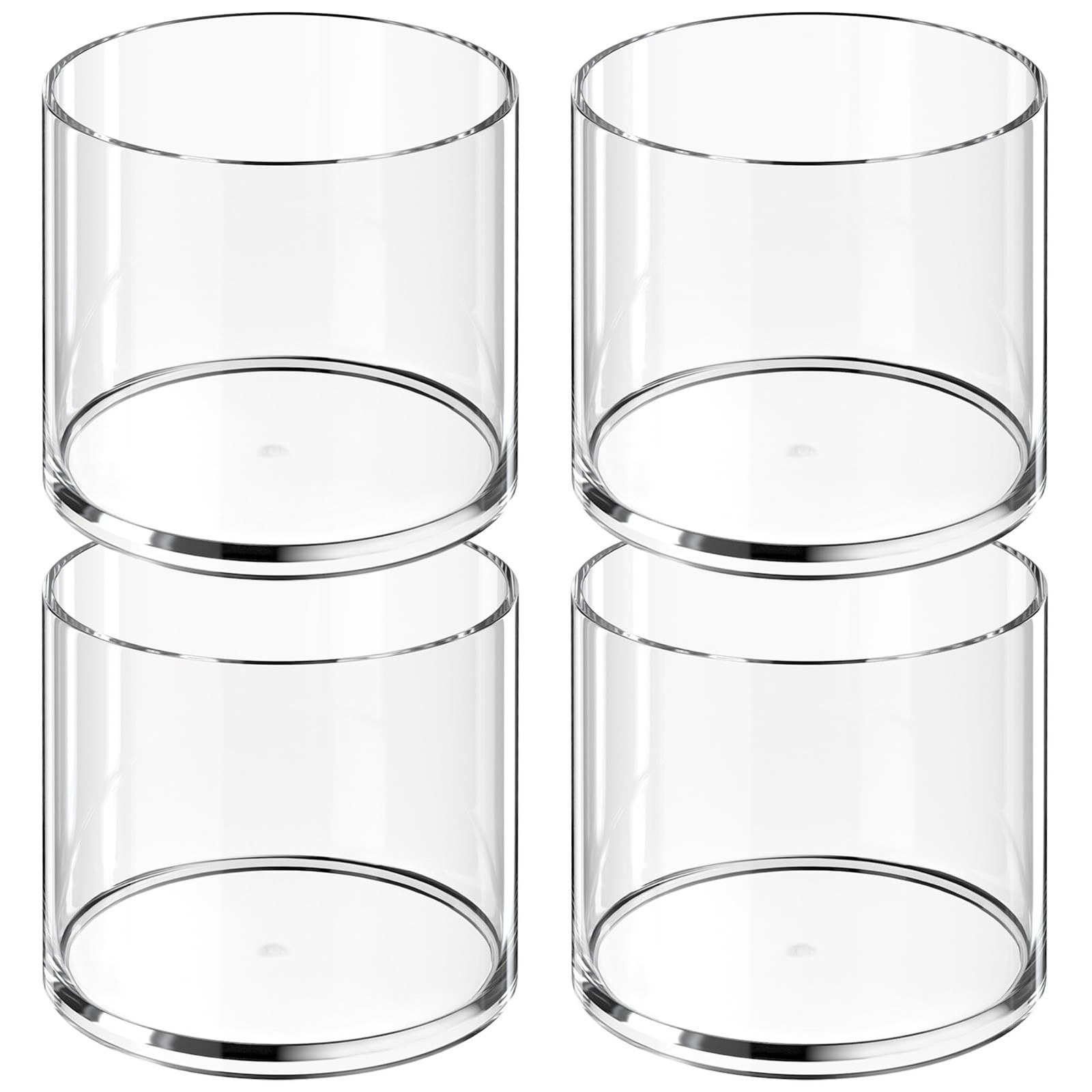 MaxGear Round Pen Holder 4 Pack Acrylic Cylinder Container, 4 Count, Clear