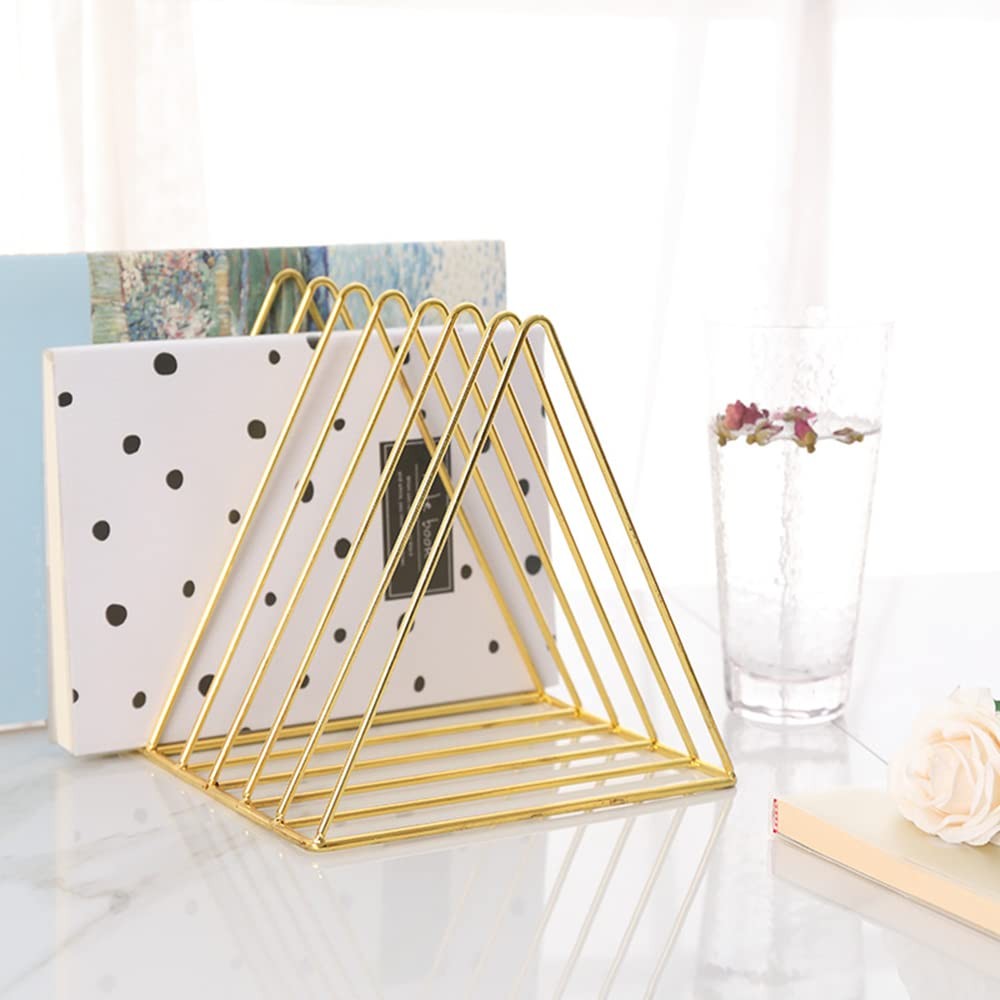 Sooyee 9 Slot Gold Magazine Holder, Desktop File 10.2”L X 7”W X 6.9”H,