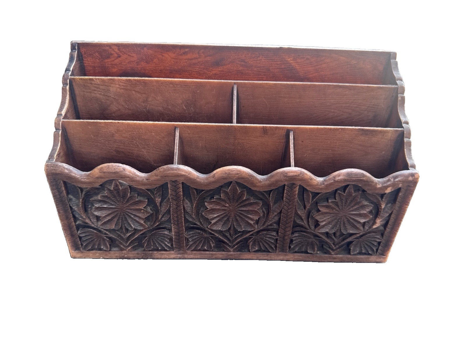 Vtg Lerner MCM Faux Wood Desk Organizer Letter Holder Caddy 1970s Retro Decor