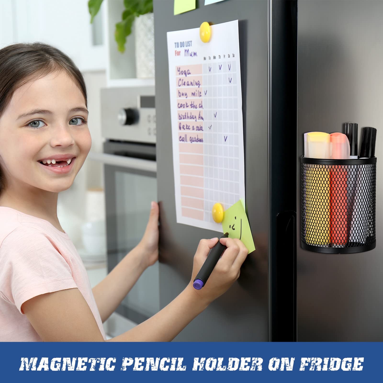 12 Pcs Black Magnetic Pen Pencil Holder with 3 Magnets Magnetic Marker Holder…