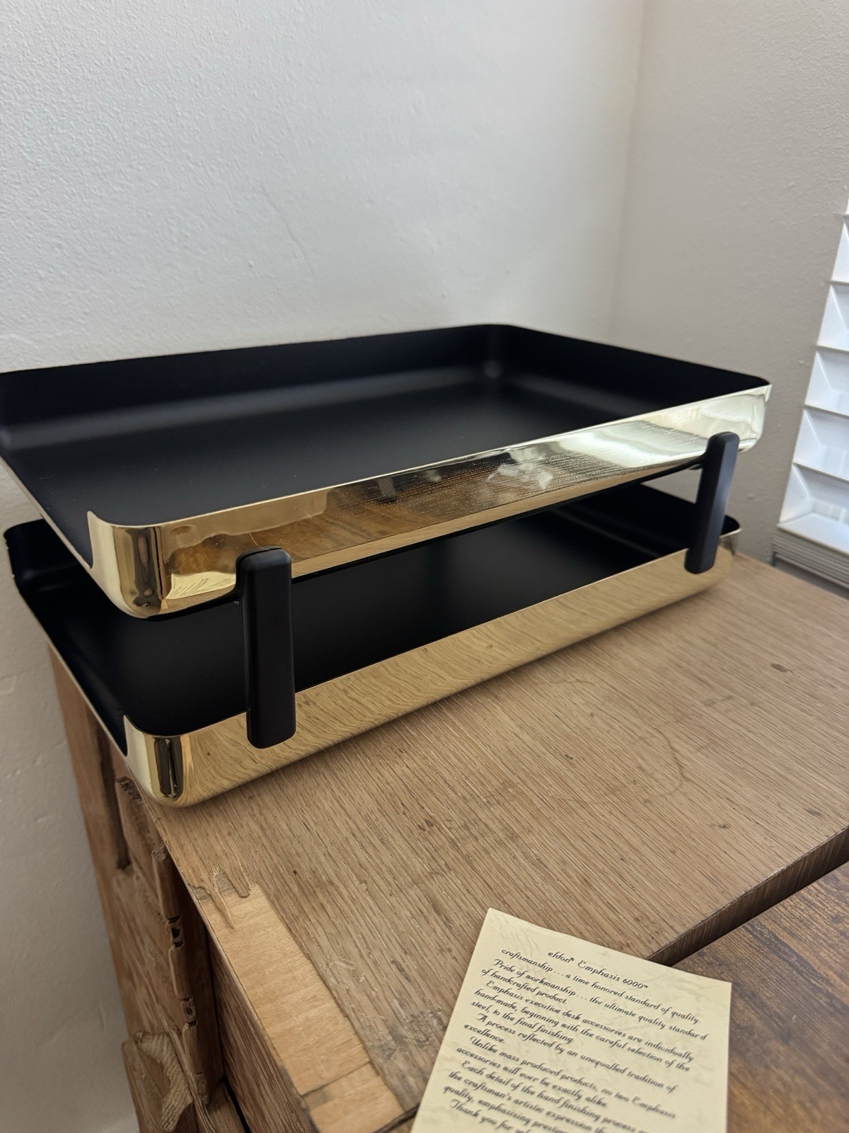 Eldon 6000 Letter File Organizer Tray 1984 Gold Plated Black NEW OLD STOCK