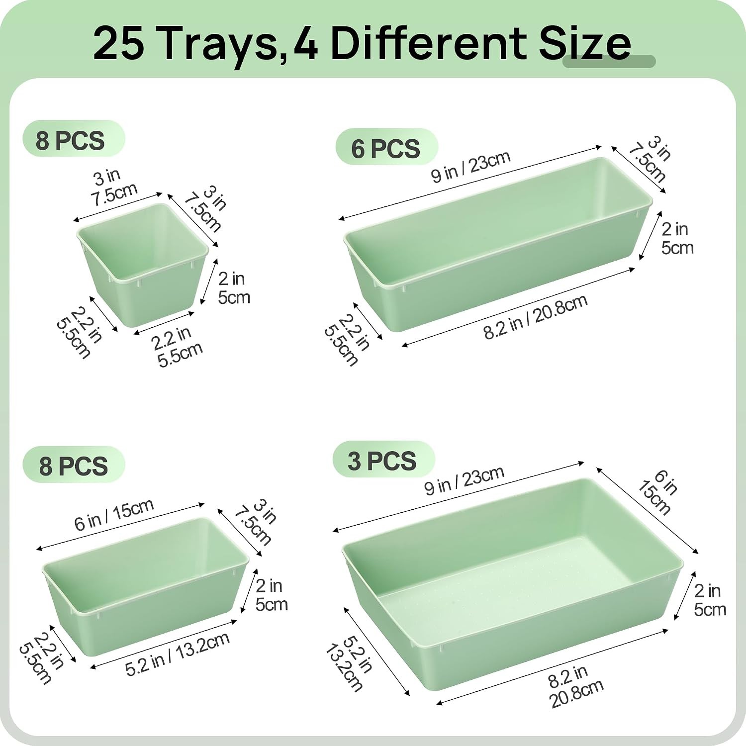 Vtopmart 25 PCS Plastic Drawer Organizers Set, 4-Size Versatile Bathroom and Van