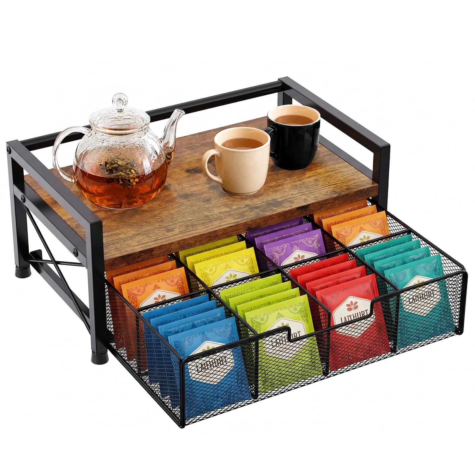ZssHappy Tea Bag Organizer, Organizers and Storage with 8 Rustic Brown