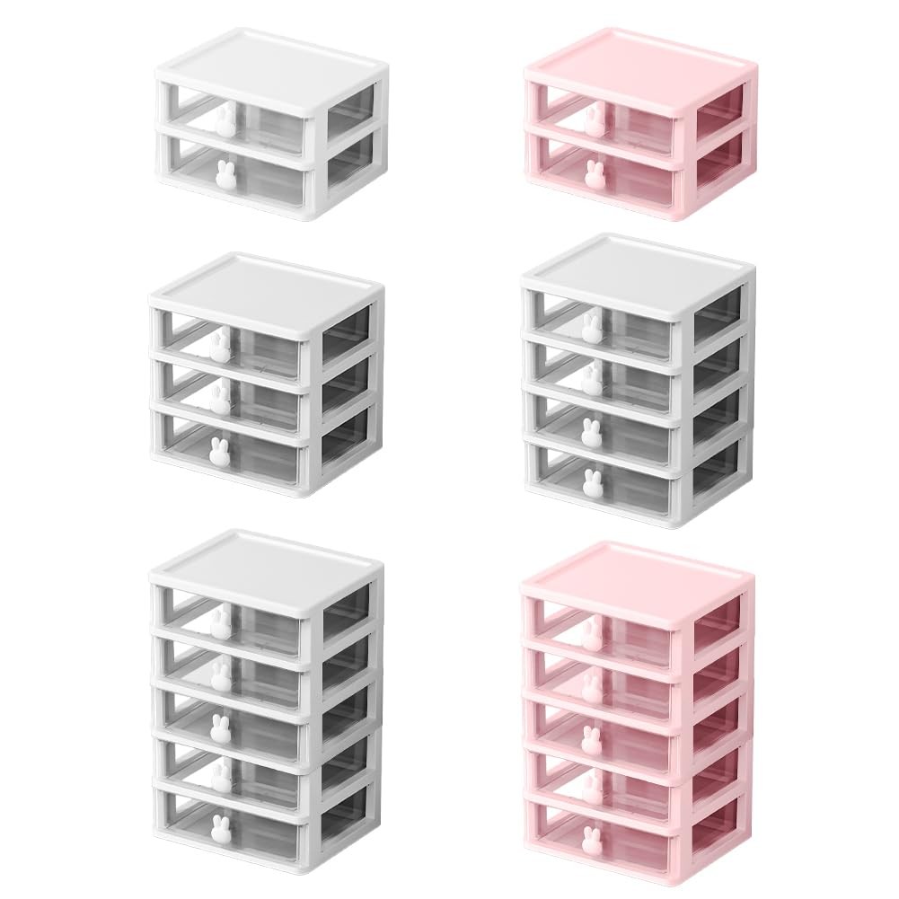 Glomora Bunny Drawer, 5 inches x 6.8 x 6.4 inches, White Three Layers