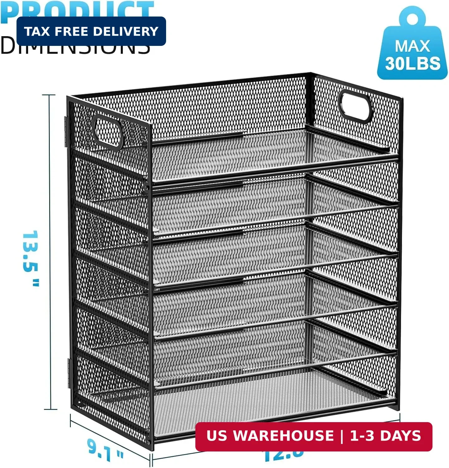 Marbrasse 6 Tier Paper Organizer Letter Tray – Mesh Desk File Organizer with Han