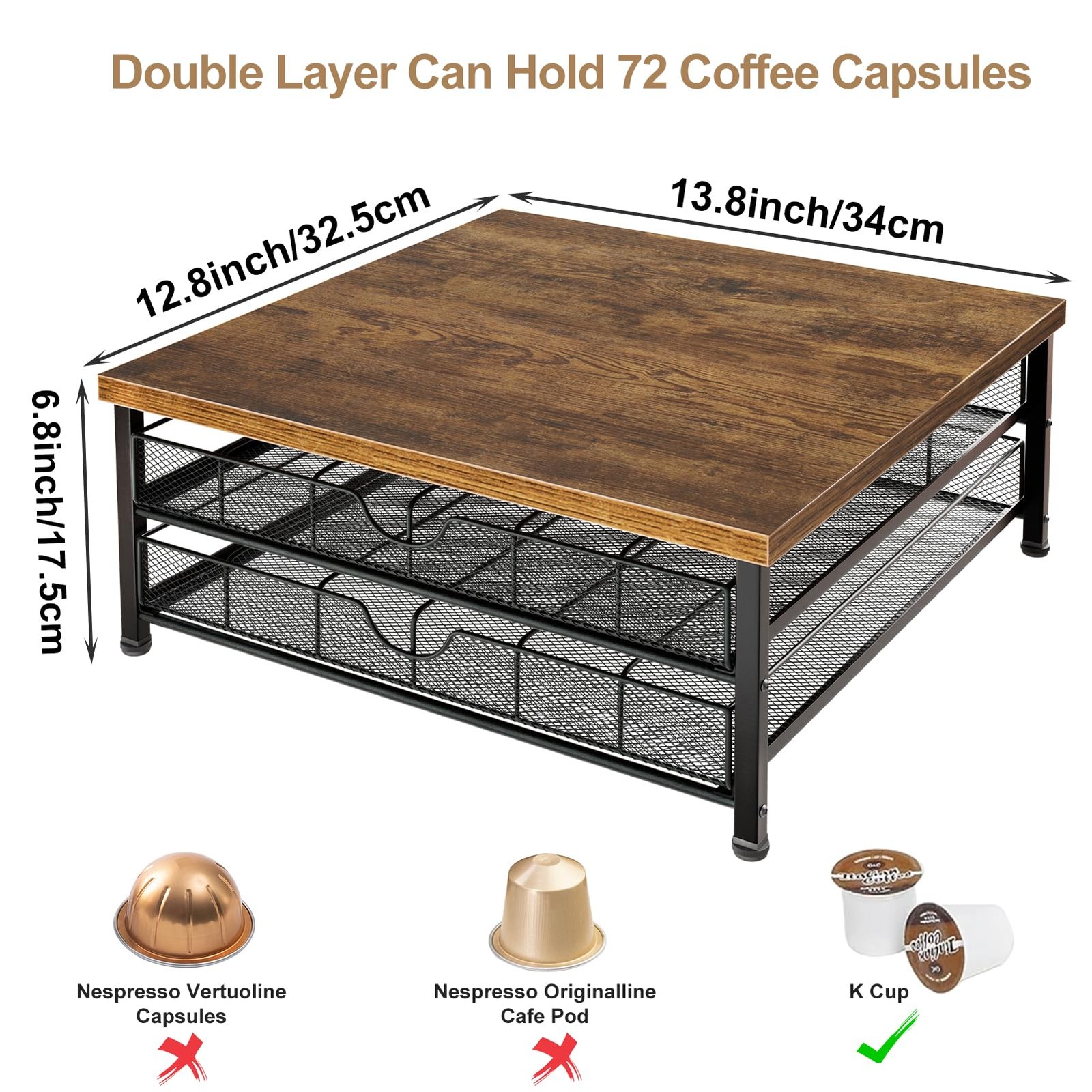 Coffee Pod Holder for Counter, 2 Tier Organizer K Cup Pods Black