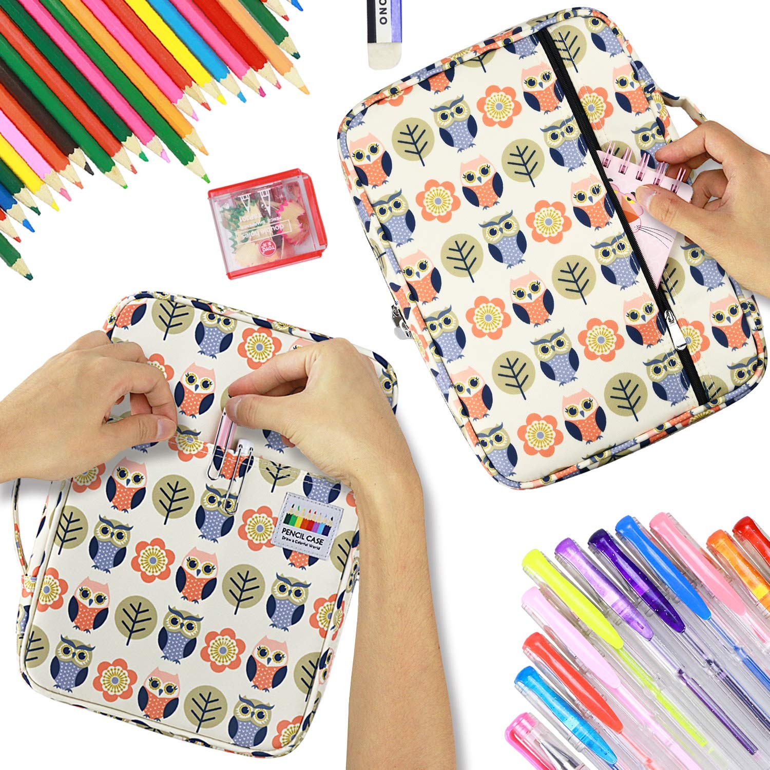Colored Pencil Case 220 Slots Pen Case Organizer With Handy Wrap & Zipper, Mu…