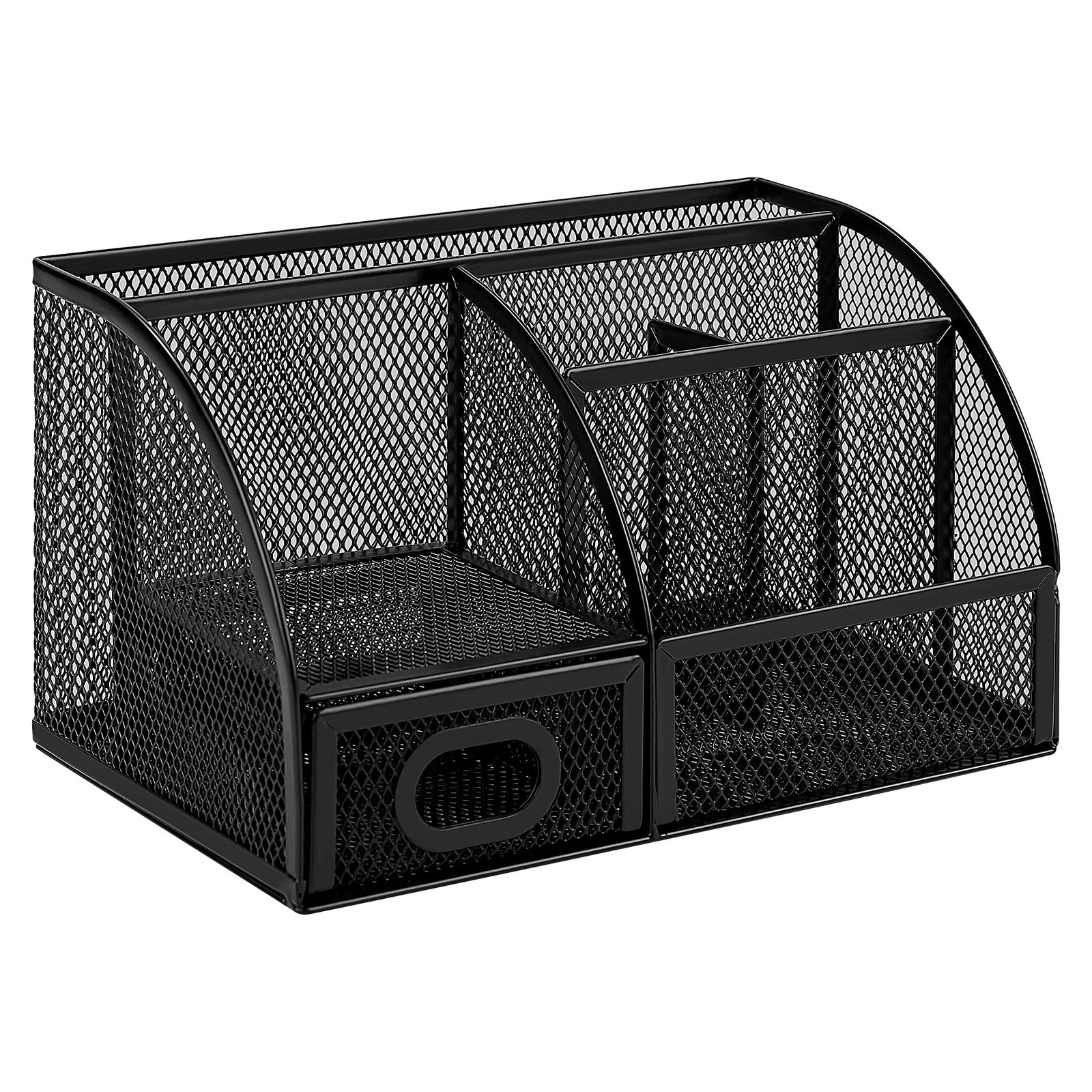 Amazon Basics Mesh Pen Holder and Desktop Desk 9.1″ x 5.9″ x 5.5″, Black