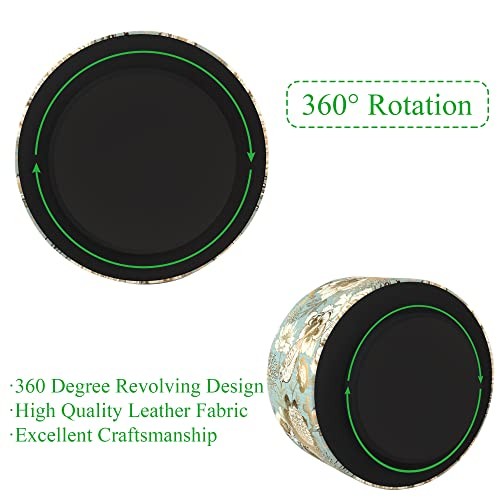 Round Leather Art Supply Organizer,Remote 360 Degree Rotation 1-Blue Bird