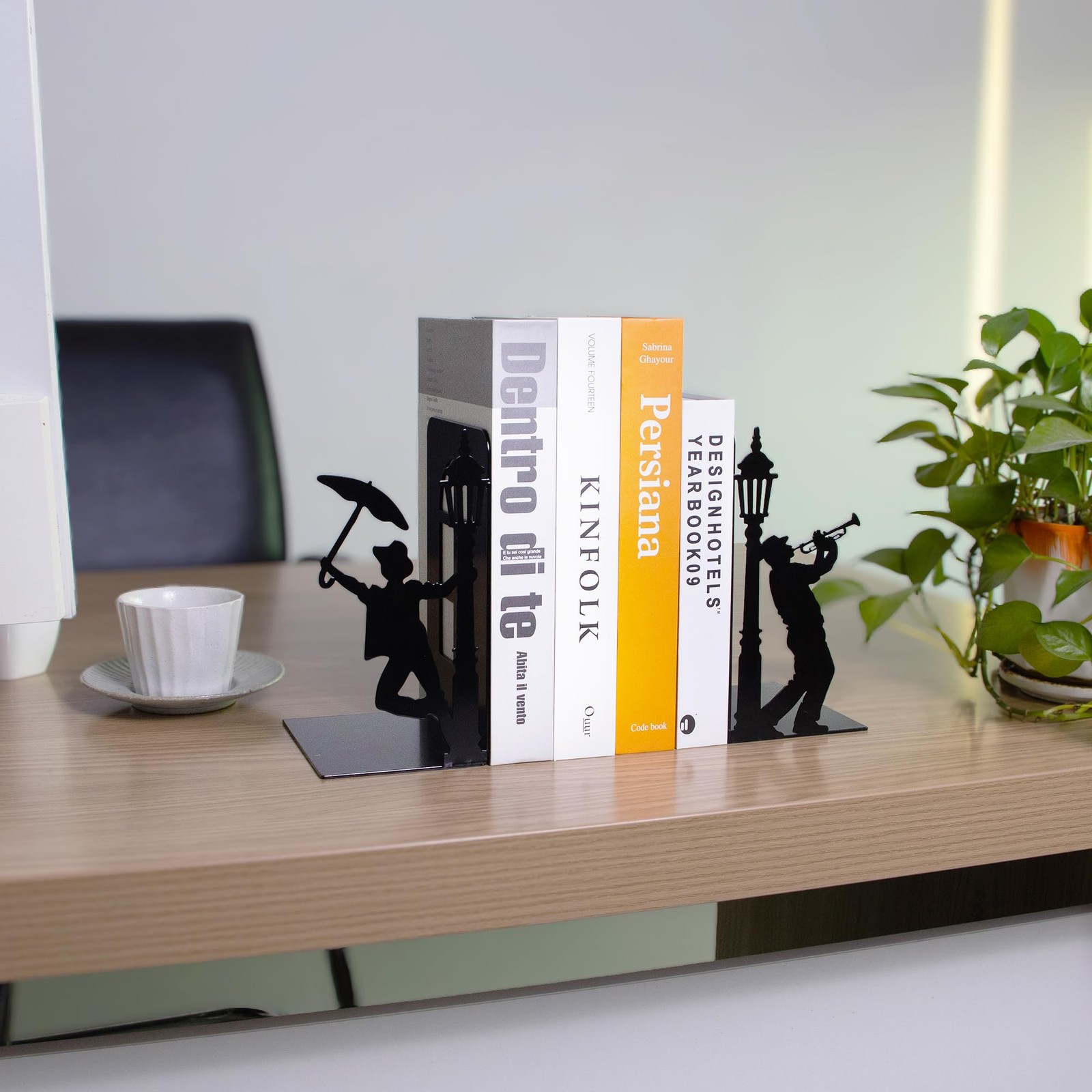 Weibefee Design Book Ends for Shelves Decorative Desk or Colorful_black