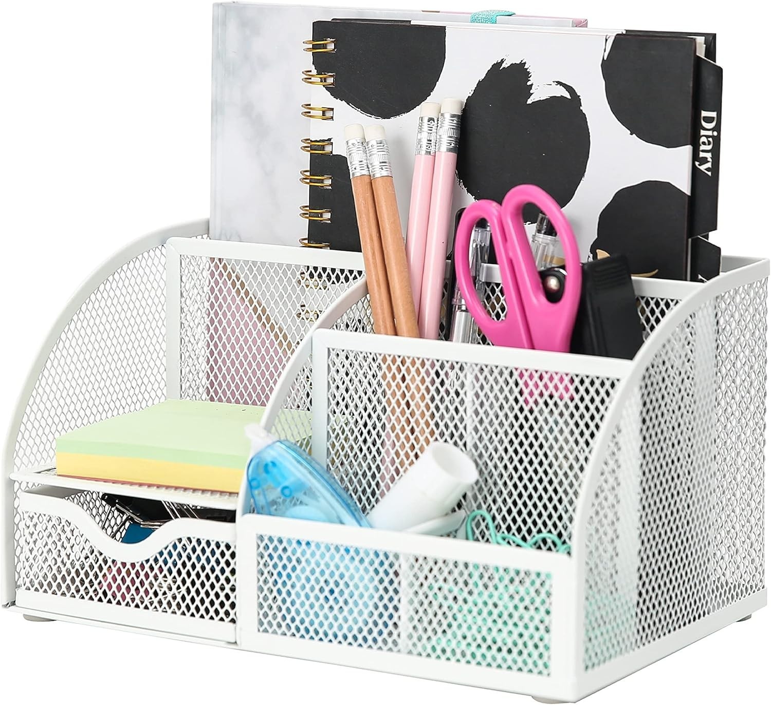 Stylish White Powder Coated Desk Organizer – Perfect for School or Office