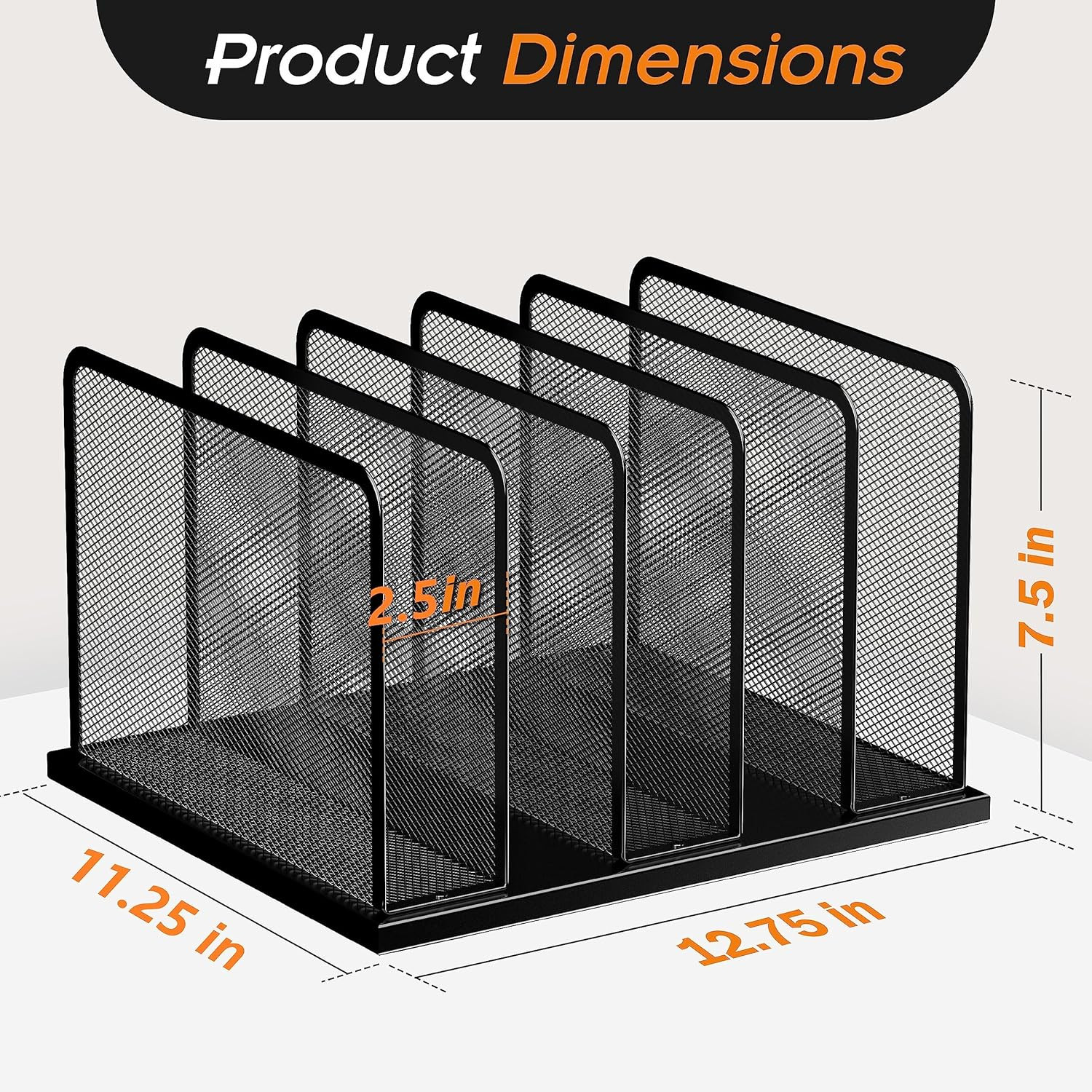 Kuntine.B Desk File Organizer 5 Sections Upright Mesh Desktop Organizer File Sor