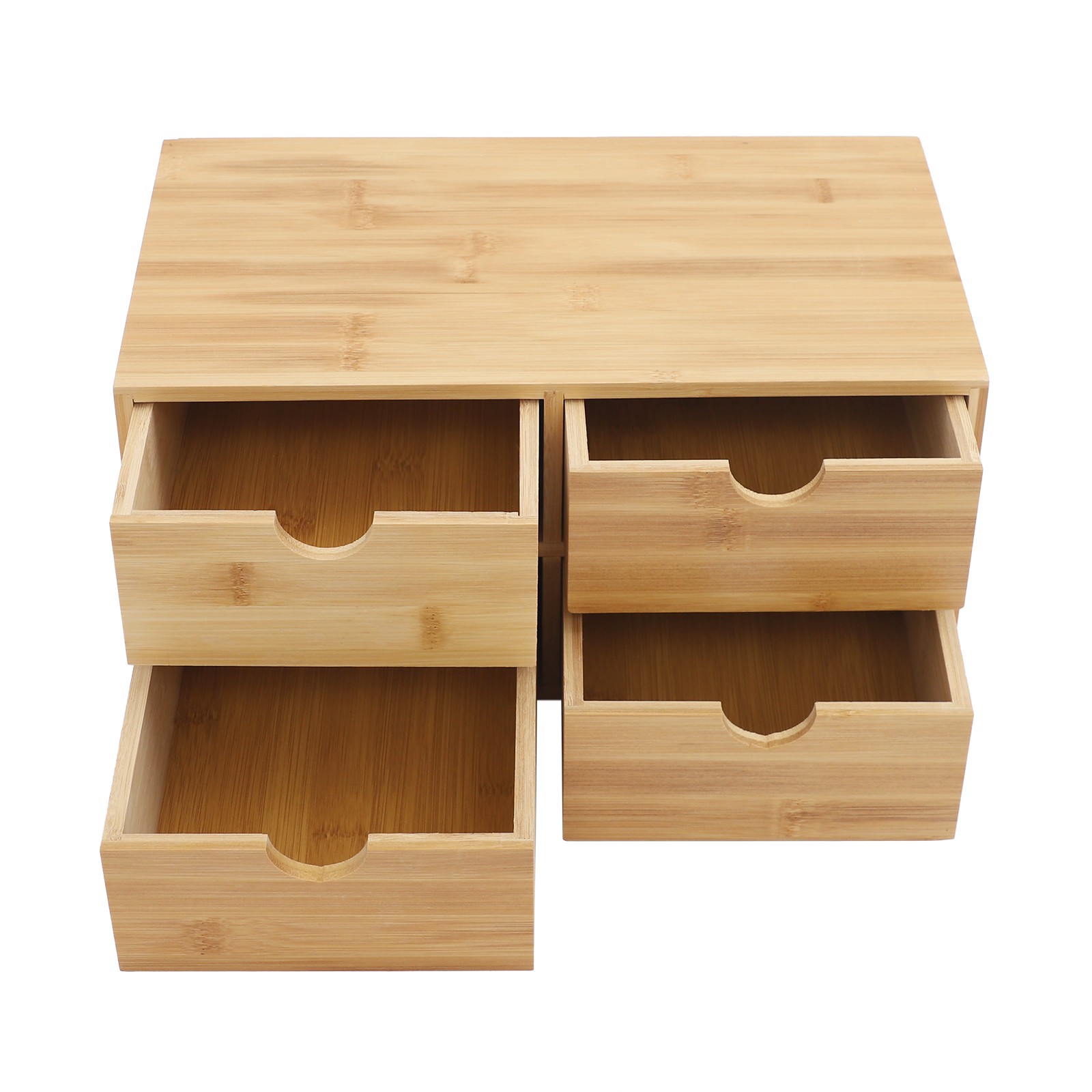 Bamboo Desk Organizer with 4 Drawers, Office Tabletop Storage Organization Box