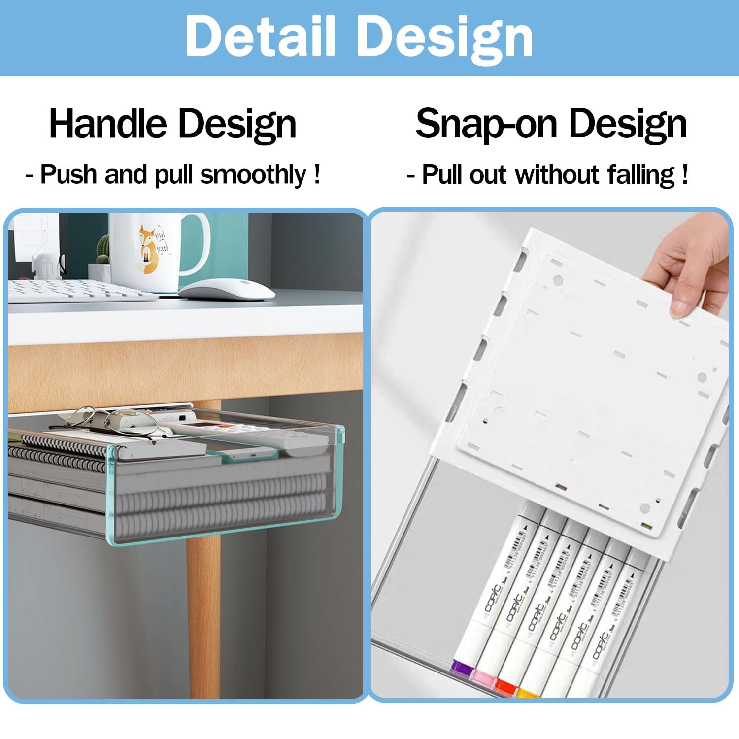 Large Under Desk Table Drawer Storage Organizer A4 Hidden SelfAdhesive Tray