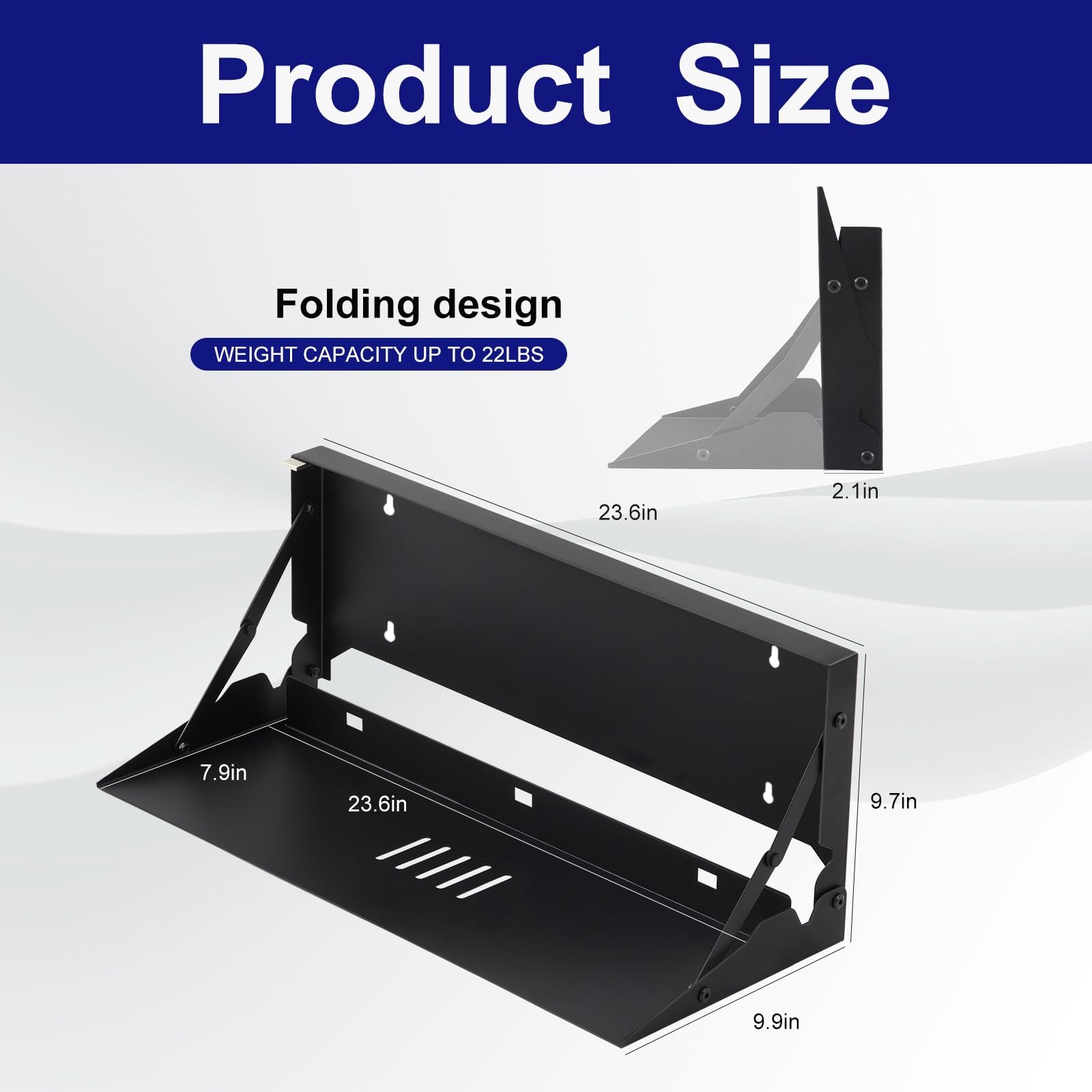 Otoolling 1 Pcs 24 Inch Keyboard Wall Mount Foldable Fits Standard Black