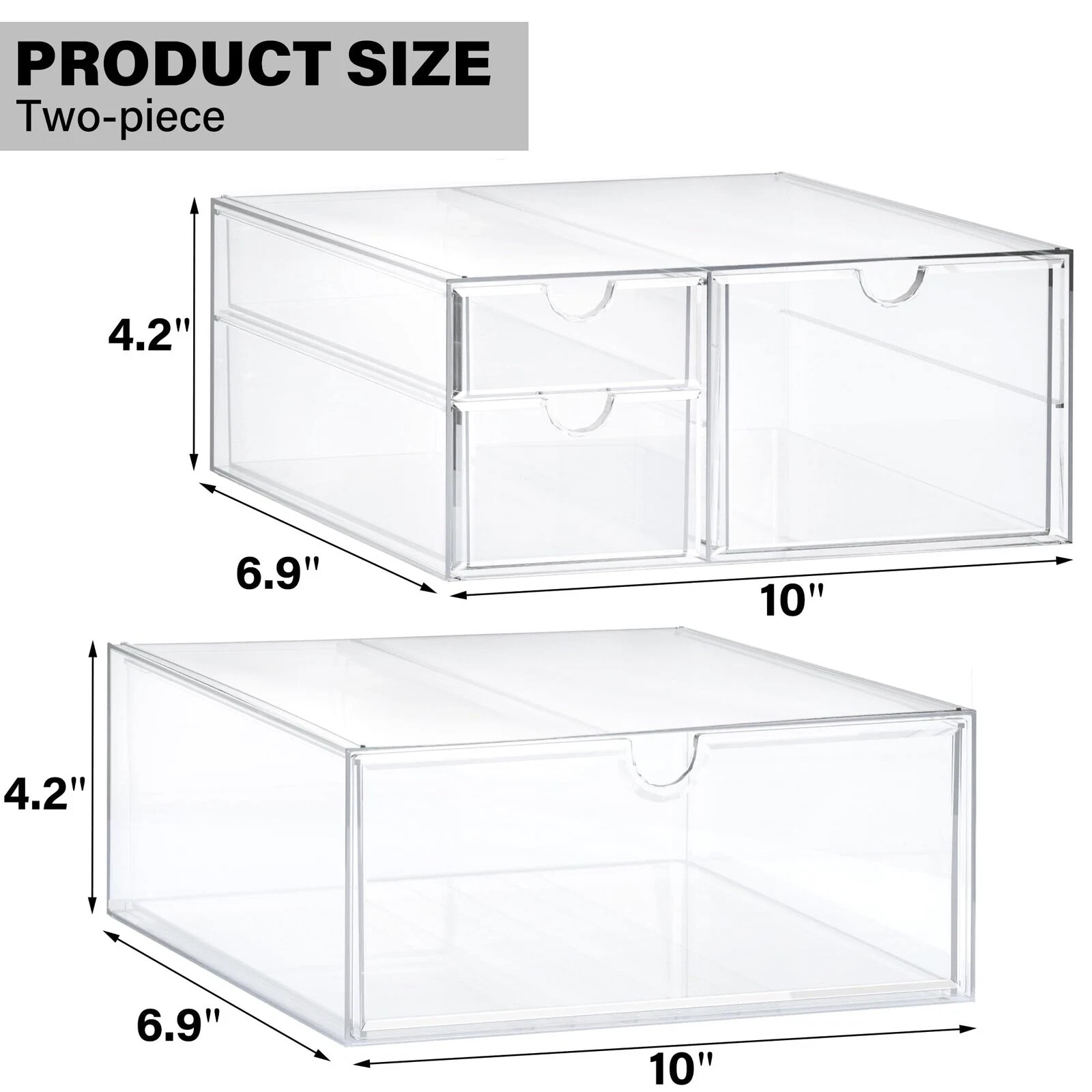 Prsildan Acrylic Drawer Makeup Organizer with 4 Drawers, Set of 2 Office Desk