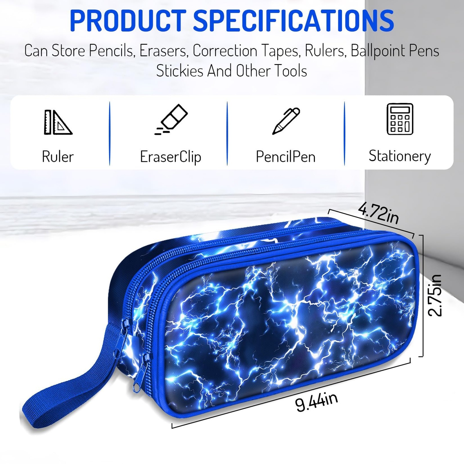 Large Pencil Case for Boys,Lightning Boys Pencil Pouch for Kids Teens School,…