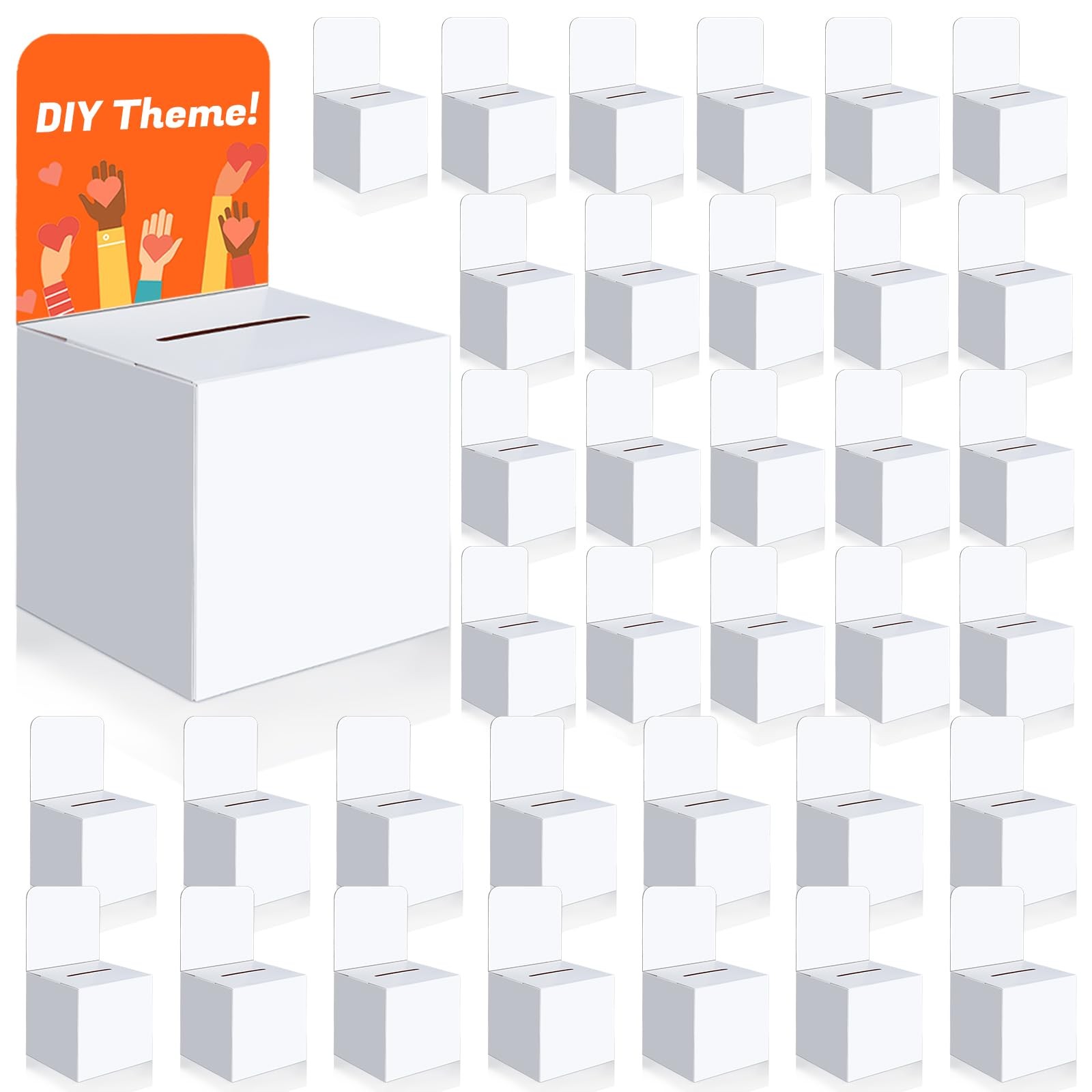 VOISEN Raffle Box,36 Pcs Boxes with Slot,Cardboard Ballot White 36p
