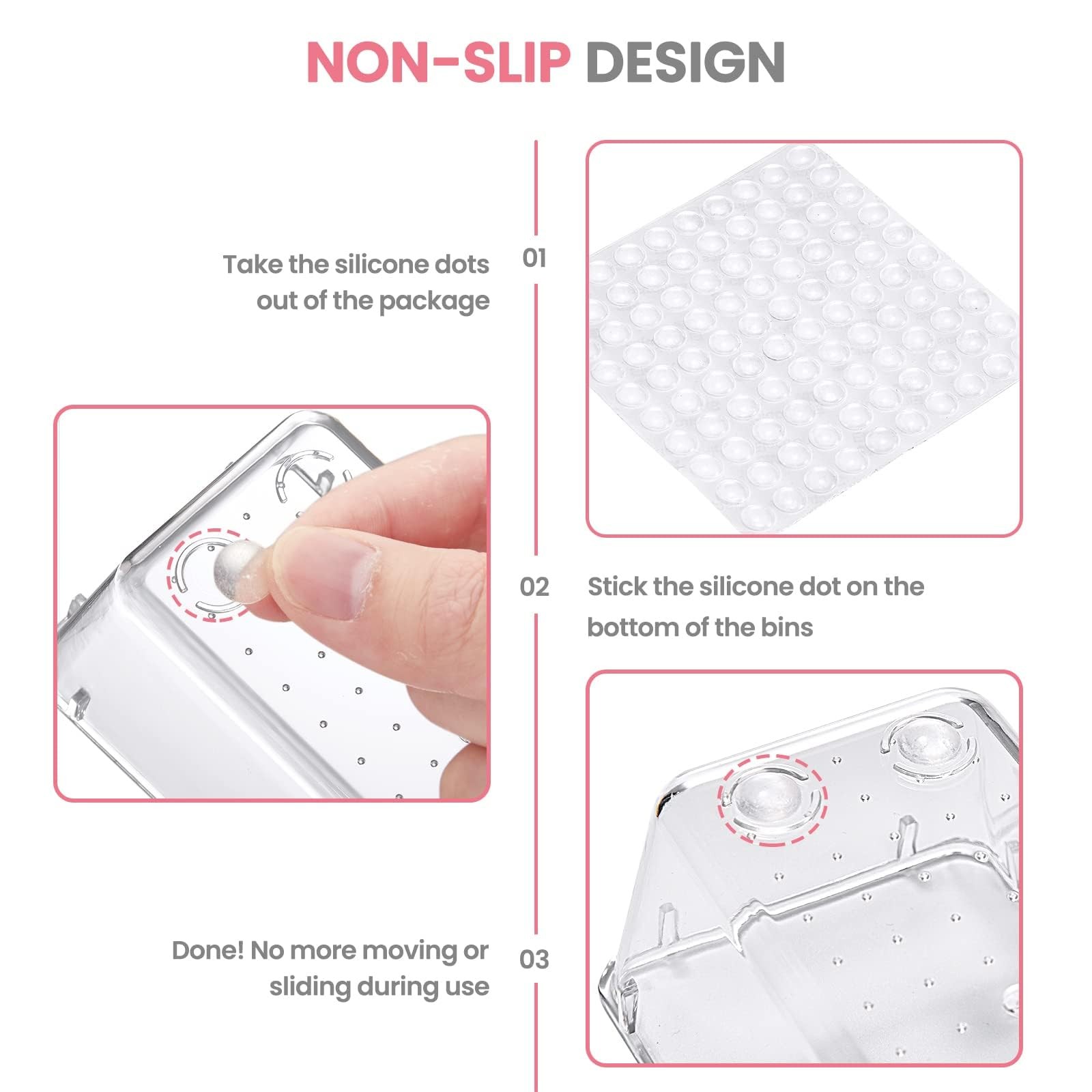 HOUSE DAY Makeup Drawer Organizer Trays 24 PCS, 24 Pcs – 4 Sizes, Clear