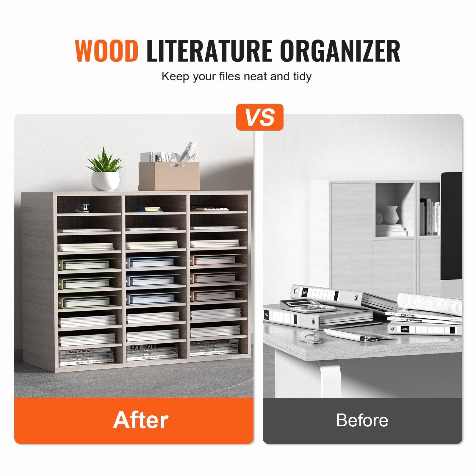Durable 27-Slot Literature Storage Cabinet MDF Surface Smooth Finish
