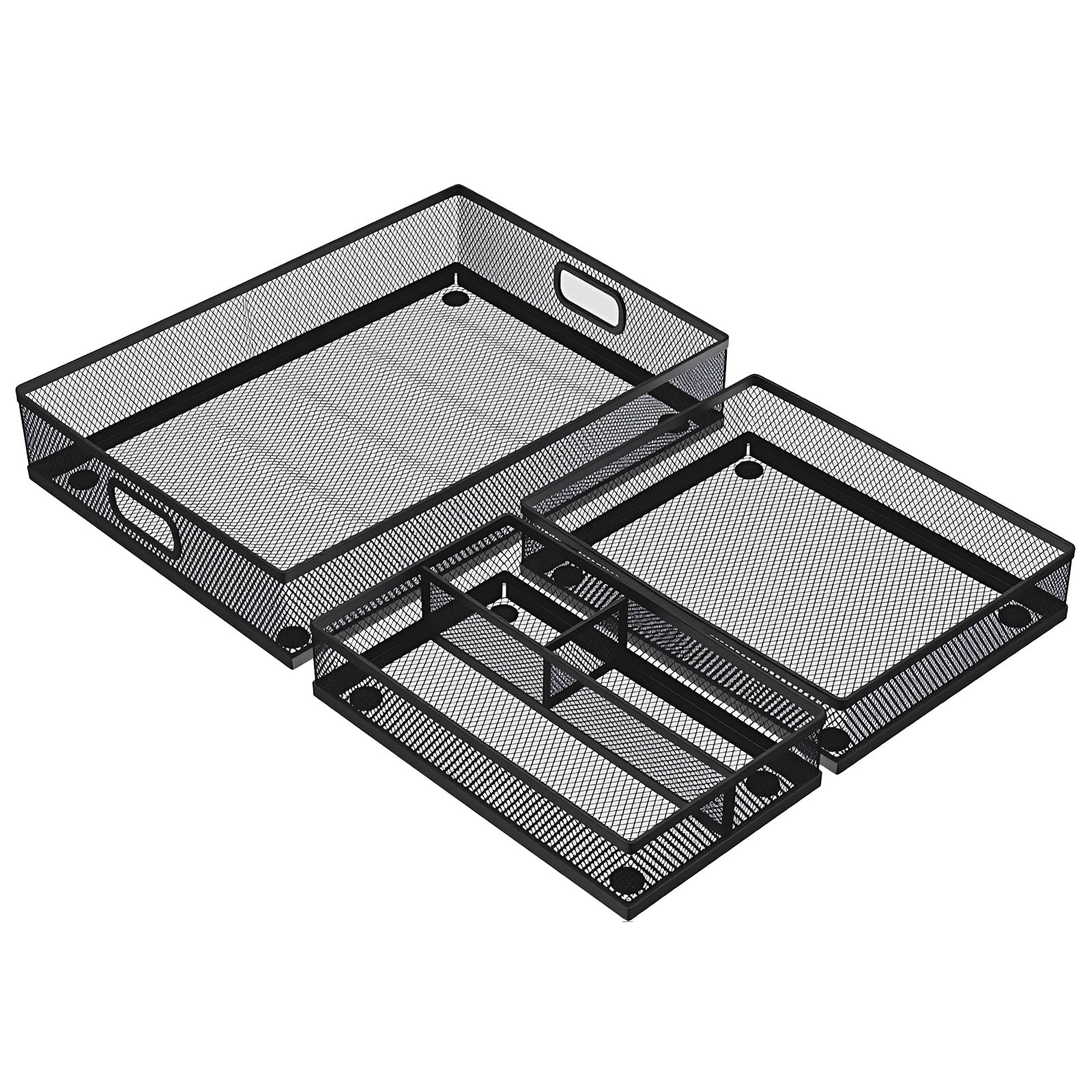 3 PCS Office Drawer Organizer Black Mesh Hold Pens A4 File 12×9 Inch Tray