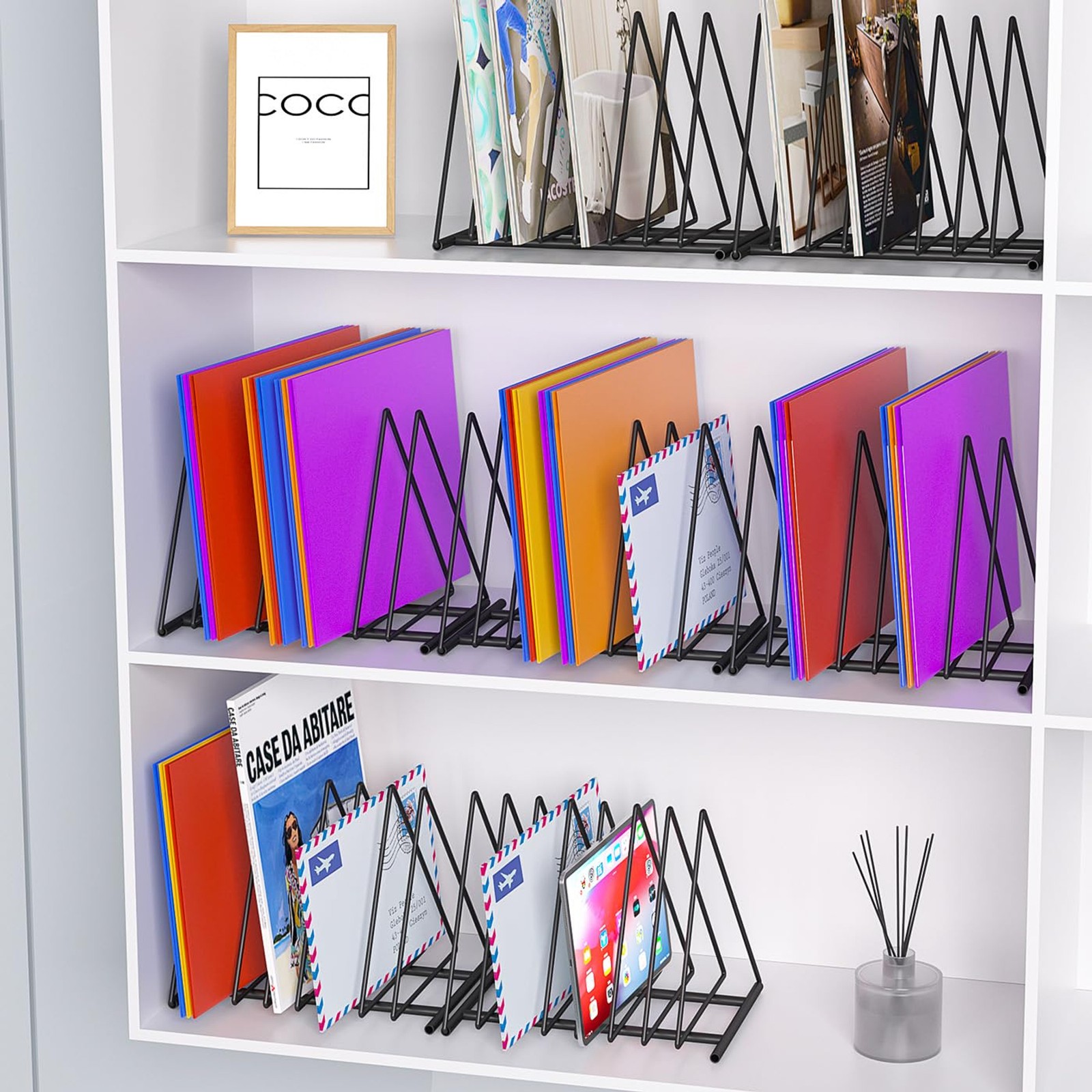 Triangle File Folder Racks,7 Sections File Holder,File Storage Sorter/Stand,Desk