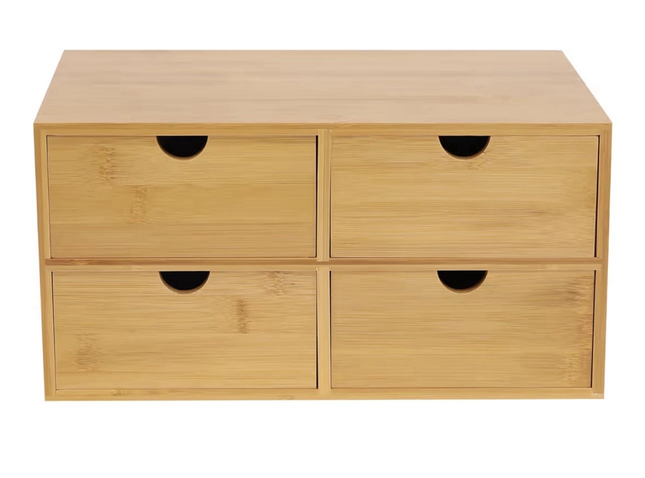 NEW Bamboo Desk Organizer 4 Drawers Tabletop Storage Box