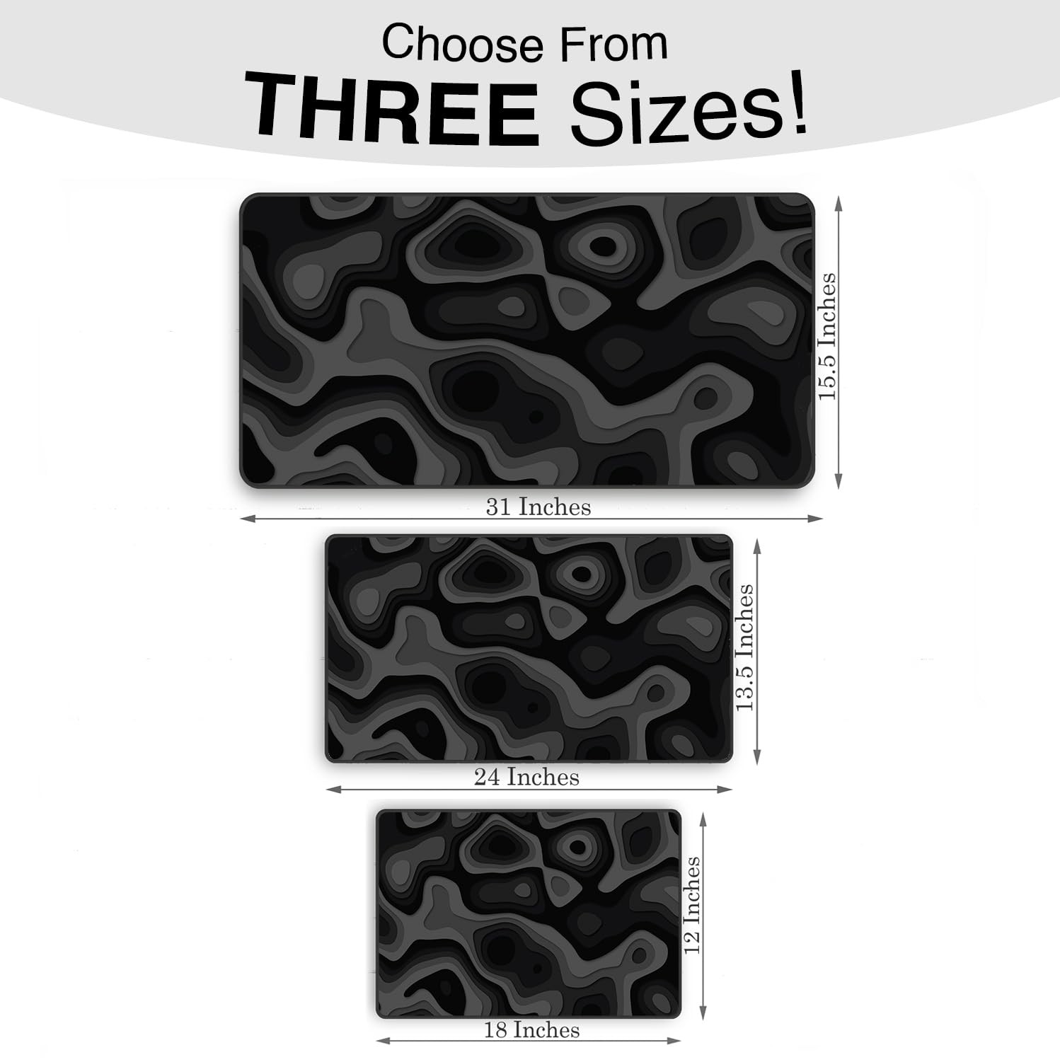 Large Gaming Mouse & Desk Pad with Abstract Pattern, 31 x 15.5 inches, Black