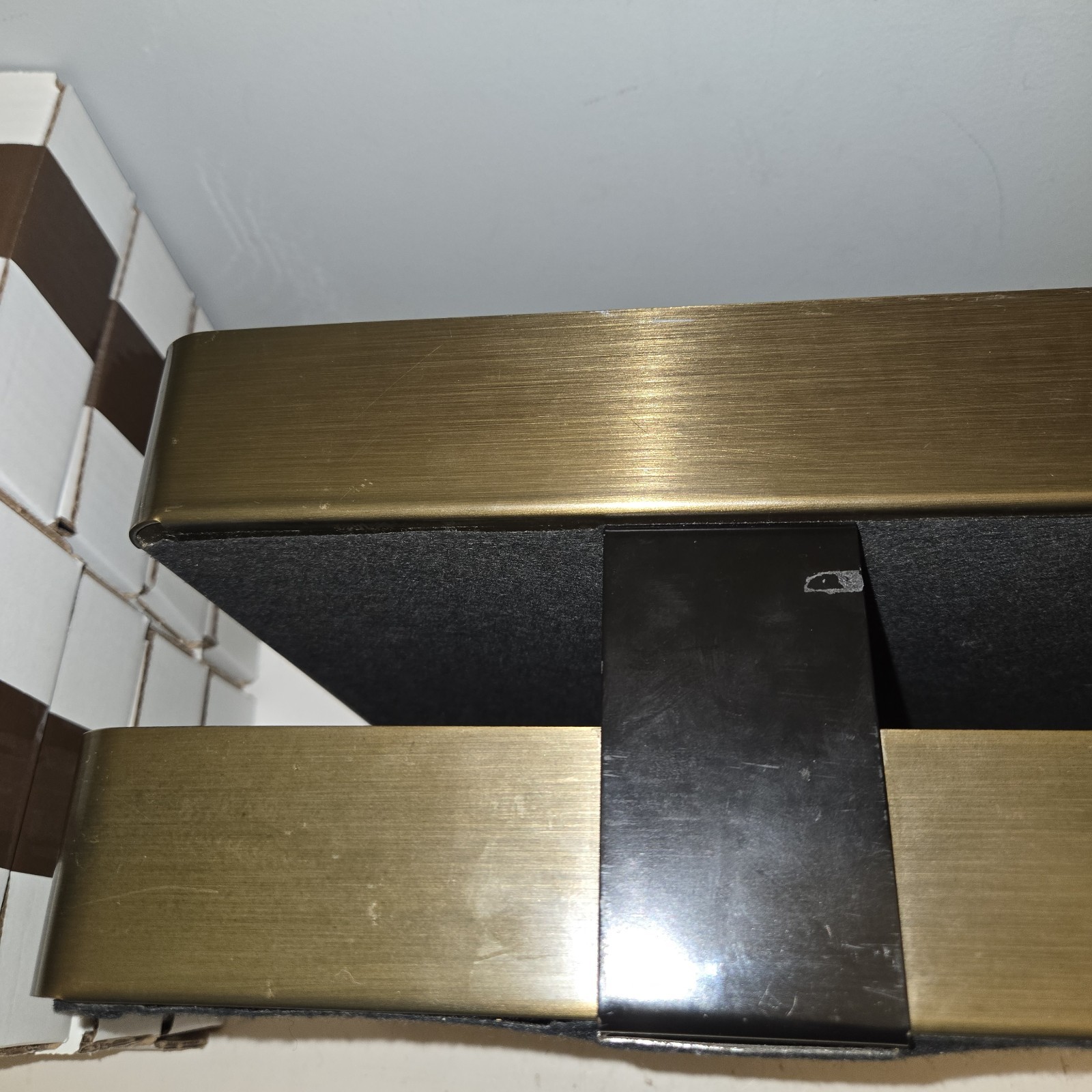 Smokador Double Letter Tray Desk Organizer Modernist Rectangular Brass/Black
