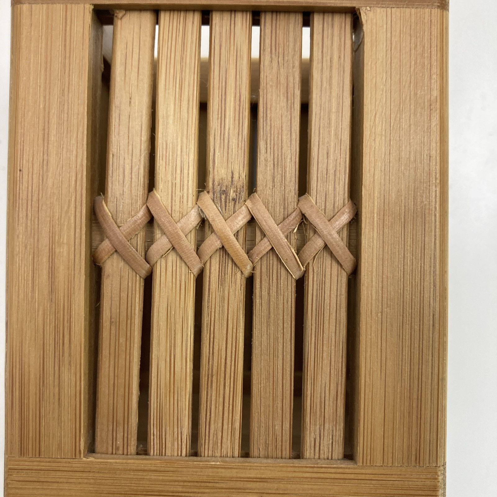 Vtg Bamboo Rattan MCM Planter Desk Organizer 4.5″