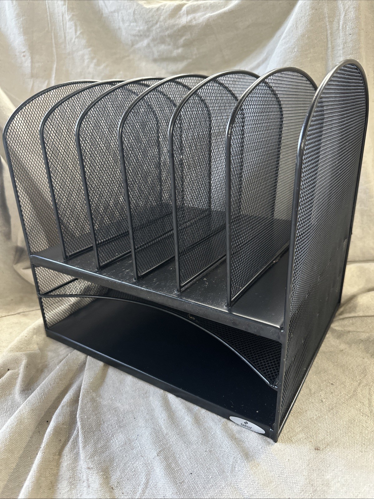 Safco Mesh Desk Organizer – 2 Shelf & 6 Upright Sections (Black)