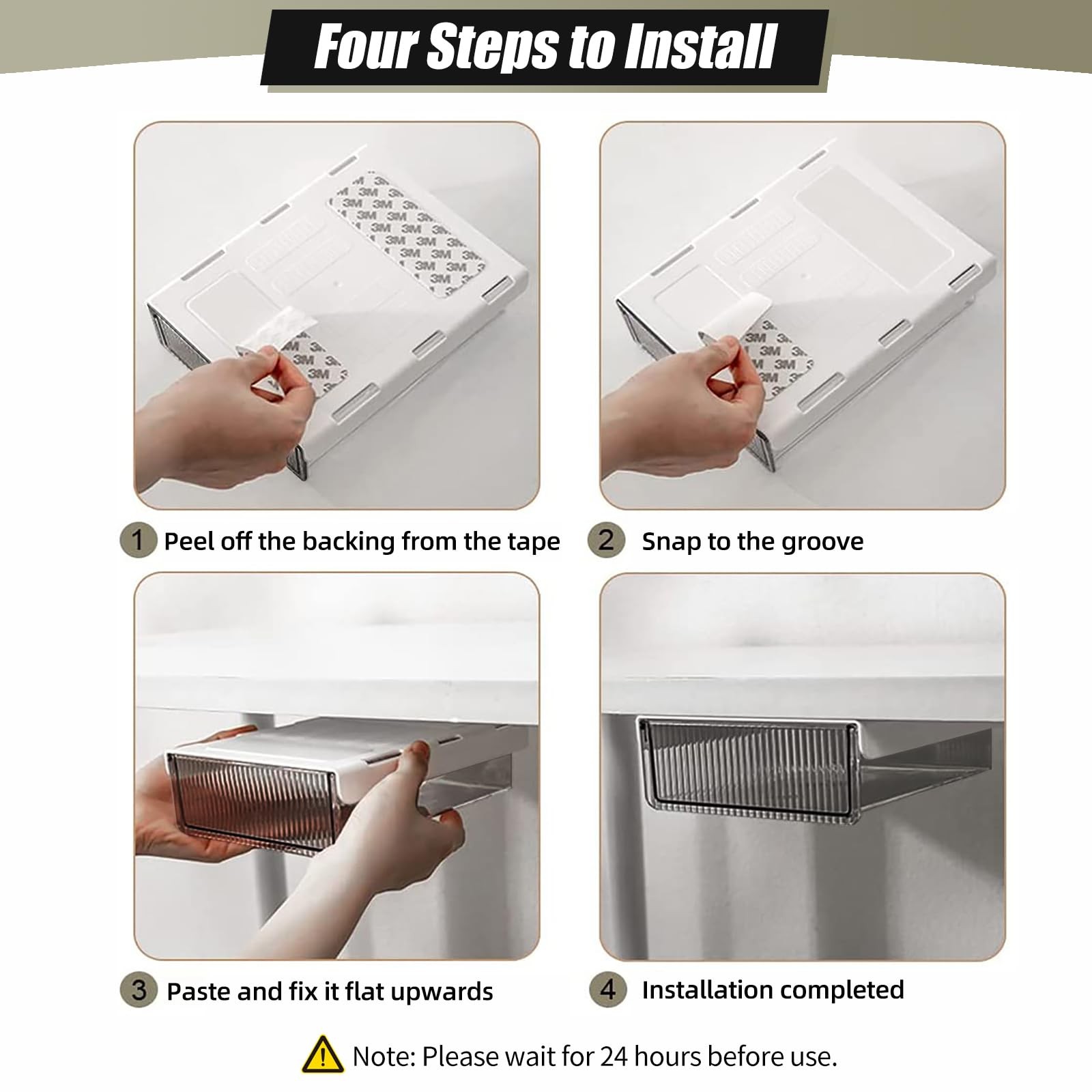 2Pcs Under Desk Storage Drawers Slide OutLarge&Medium Stick On Desk Drawer Or…