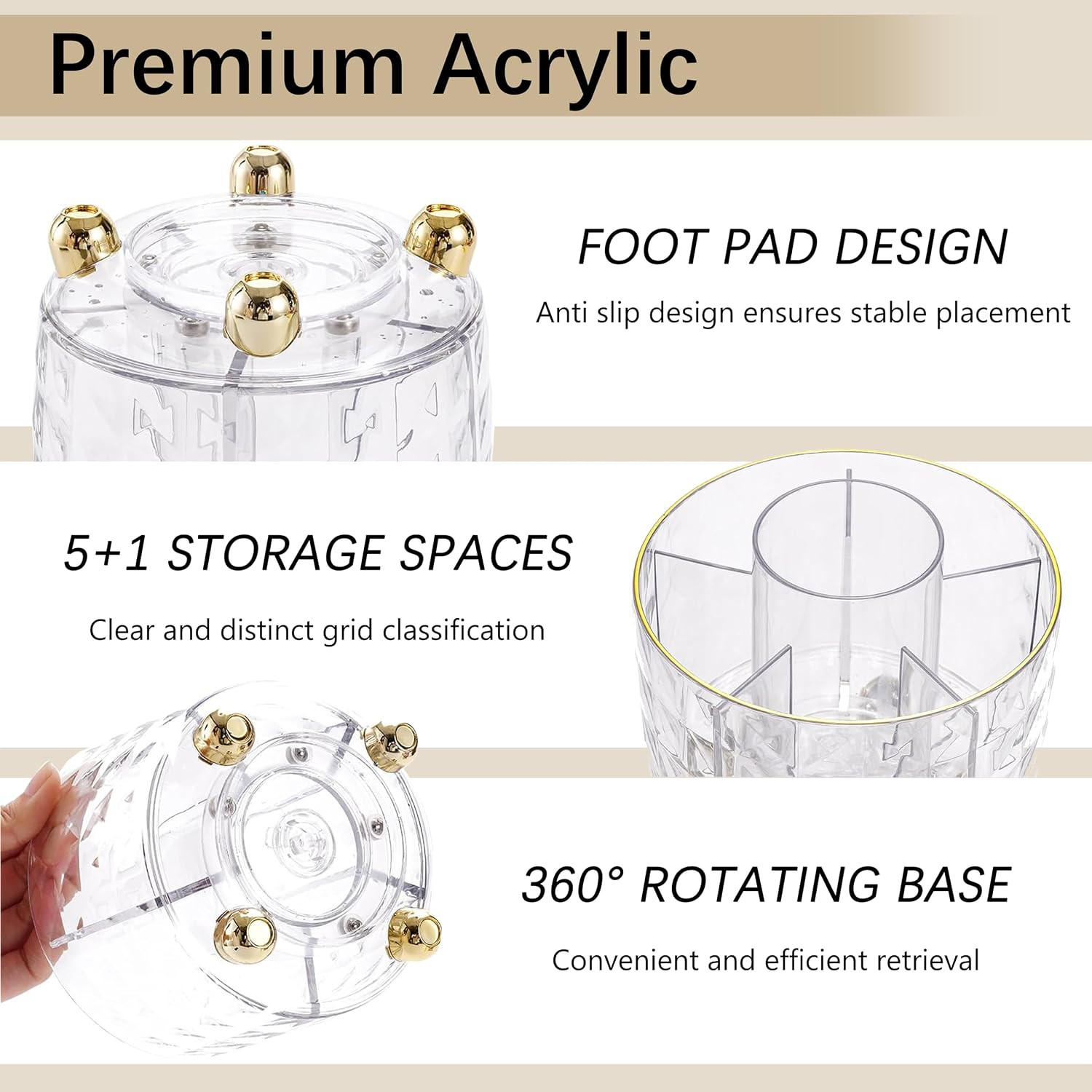 Gold Desk Accessories, Office Desk Organizers and Accessories 360°Pen Holder Acr