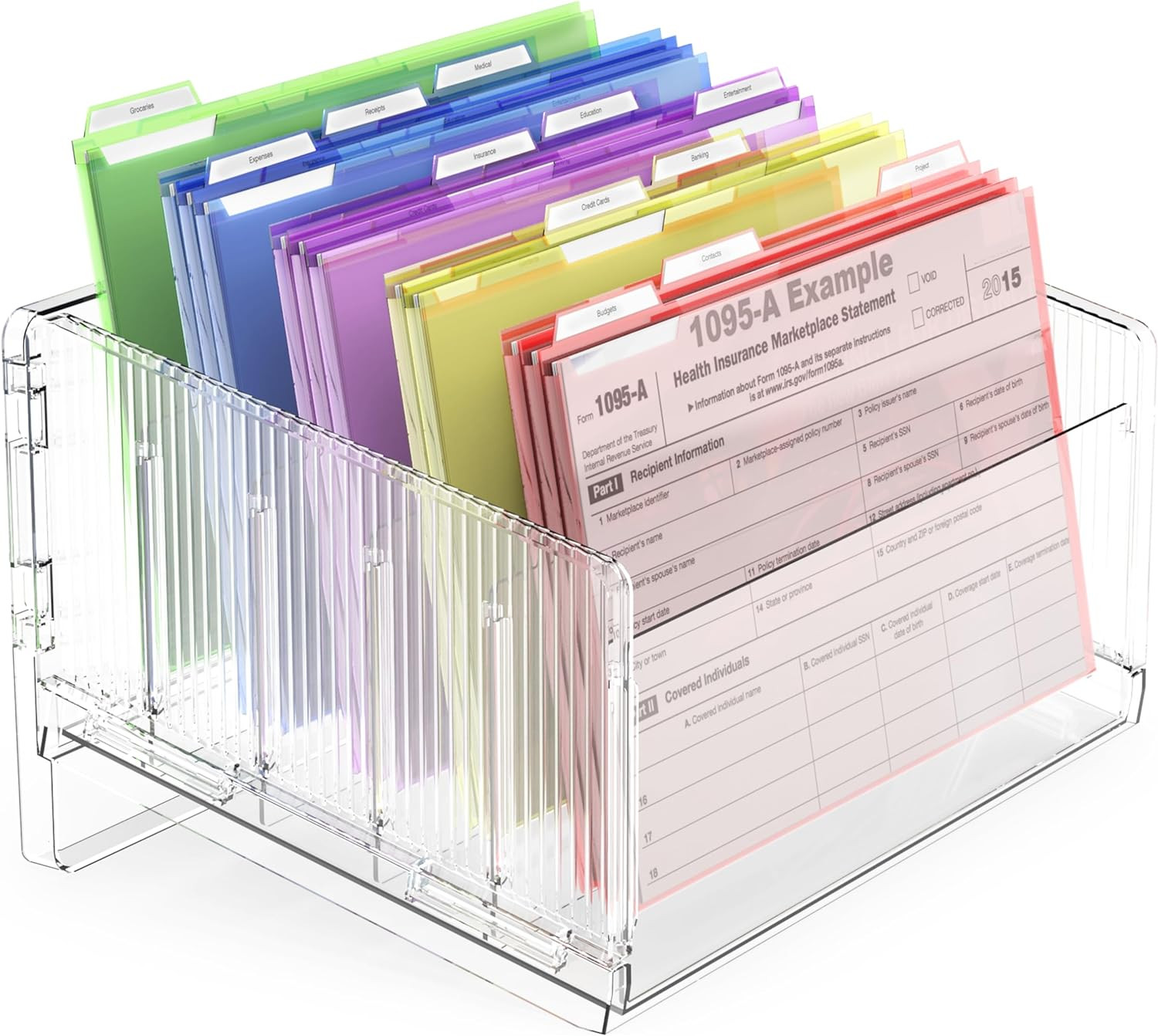 File Sorter Organizer, 5 Sections Acrylic Letter Tray for Desk, Mail Organizer L