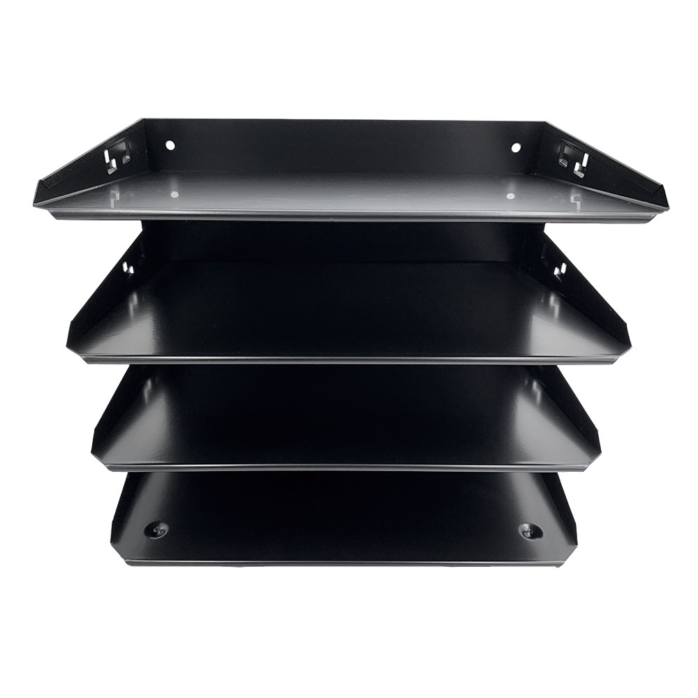 Huron Horizontal 4 Slot Steel Desk Organizer/Sorter Black HASZ0152