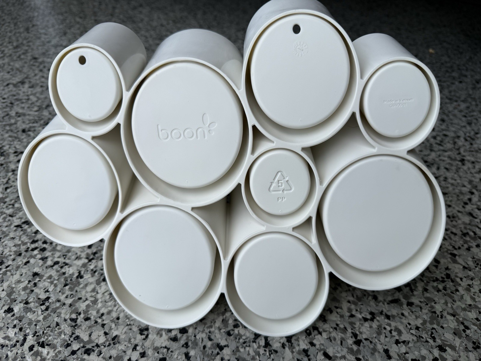 Boon Stash Desktop Organizer White Plastic 9-Cup Set MPN B11350