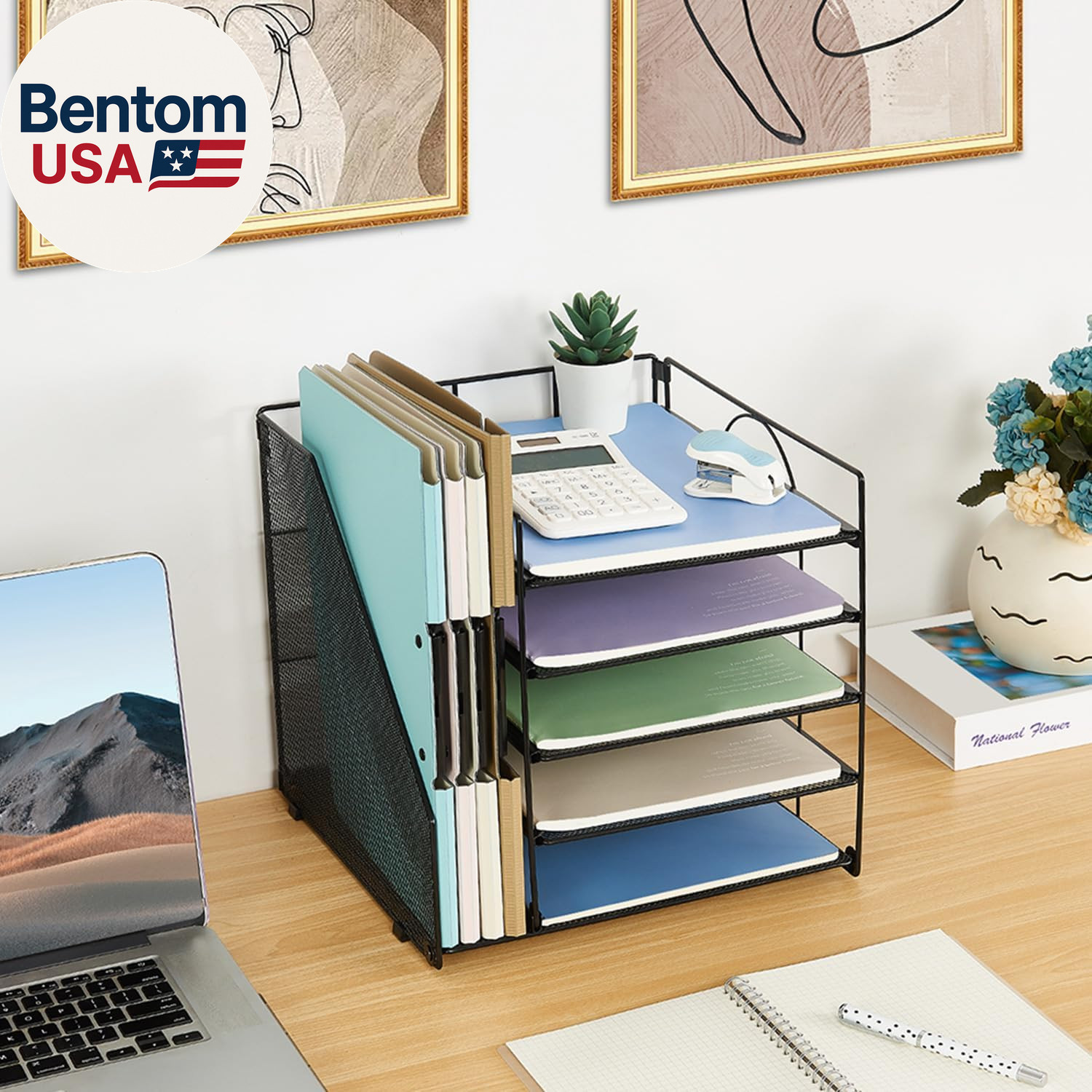 Desk Organizers and Accessories, 5-Tier Paper Letter Tray Organizer with File Ho