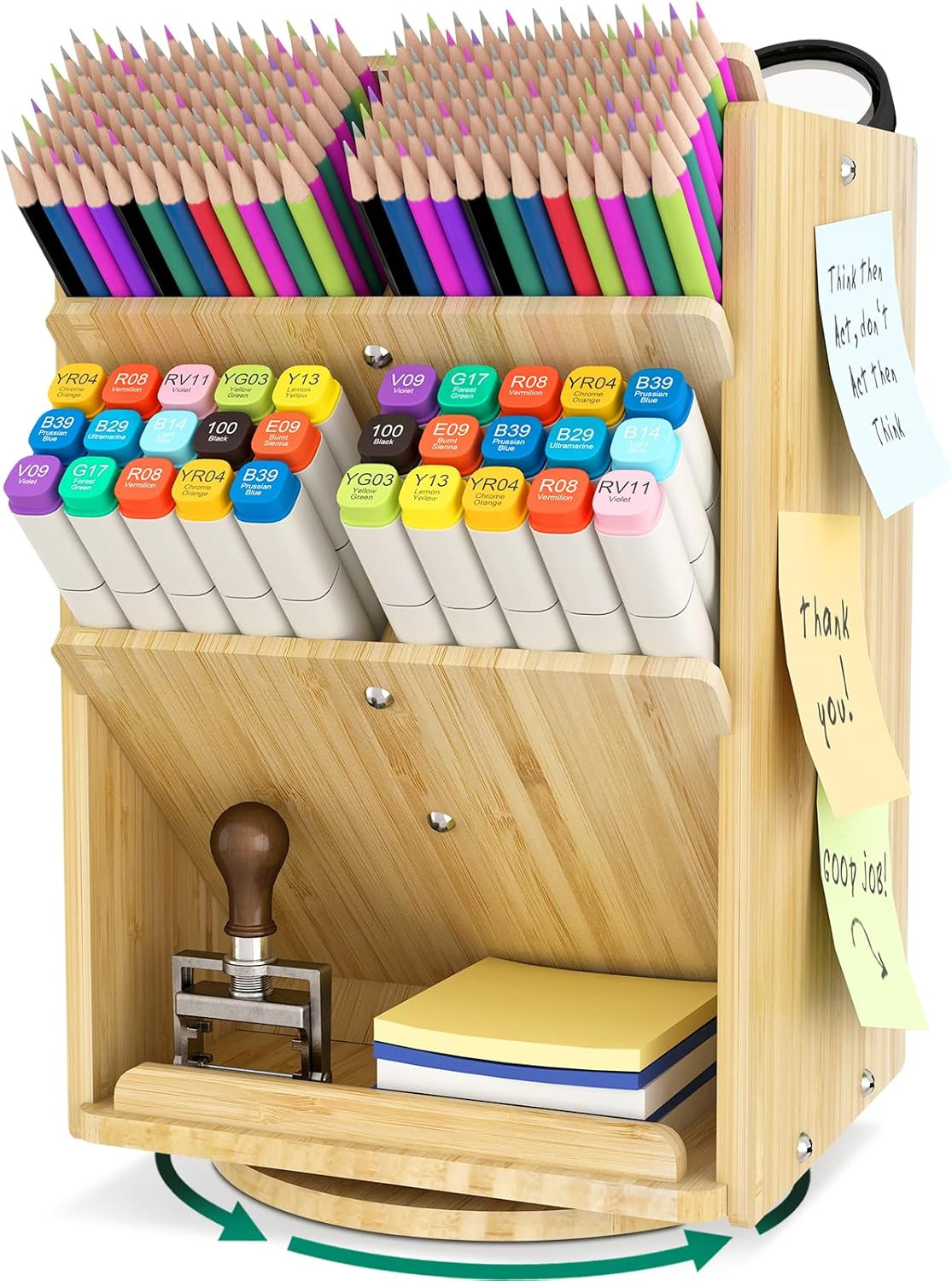 Bamboo Desk Organizer Storage Accessories – Ultra-Large 13 Compartments, 1000+ P