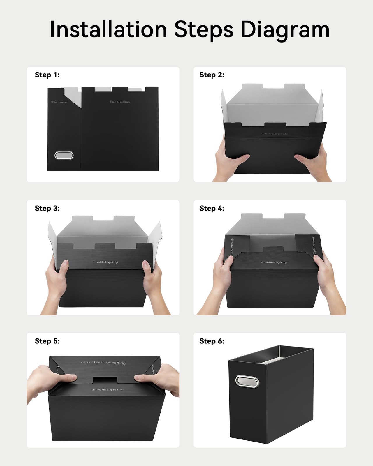 Oterri Cardboard File Organizer Box for Hanging Letter Size – 4 Packs, Black