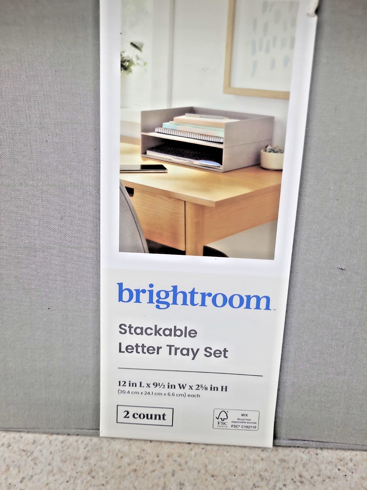 Canvas Letter Tray Desktop Organization Set of 2 Gray Brightroom, New A2