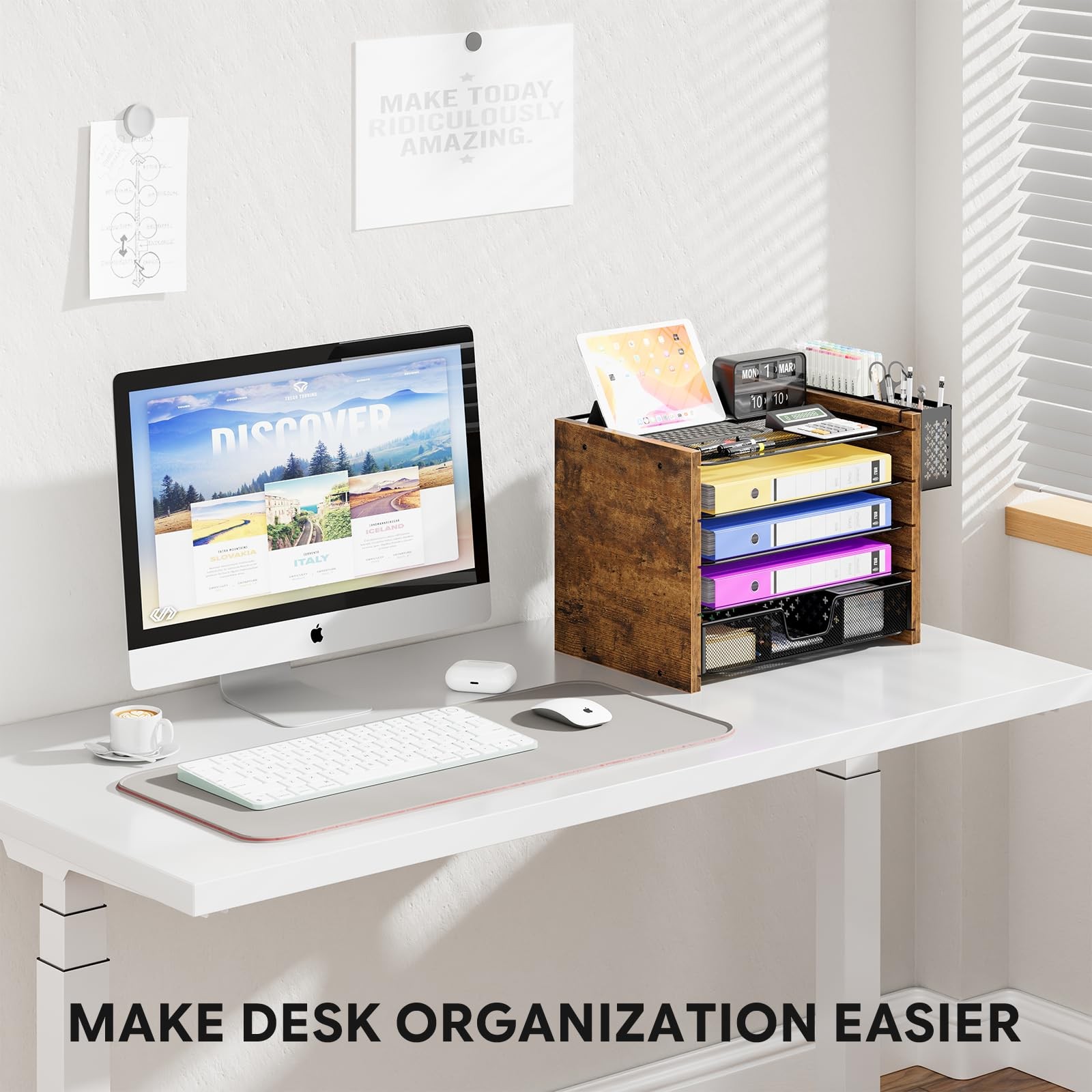 Simple Trending 5-Tier Paper Organizer Letter Tray, 9″ x 12.8″ x 9.8″, Black